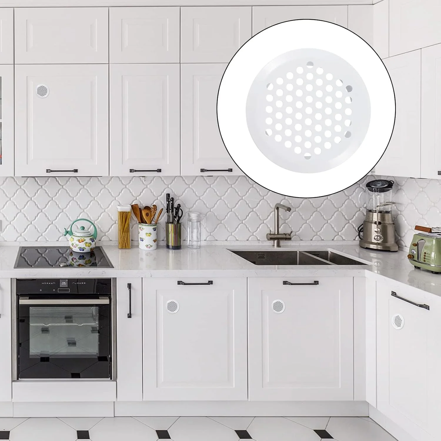 دریچه هوا 30 عددی کینسیندر، توری تهویه گرد از جنس استیل ضد زنگ، پوشش دریچه هوا برای تهویه آشپزخانه، حمام، کابینت، قفسه کتاب و کمد (سفید) دریچه هوا 30 عددی کینسیندر، توری تهویه گرد از جنس استیل ضد زنگ، پوشش دریچه هوا برای تهویه آشپزخانه، حمام، کابینت، قفسه کتاب و کمد (سفید)