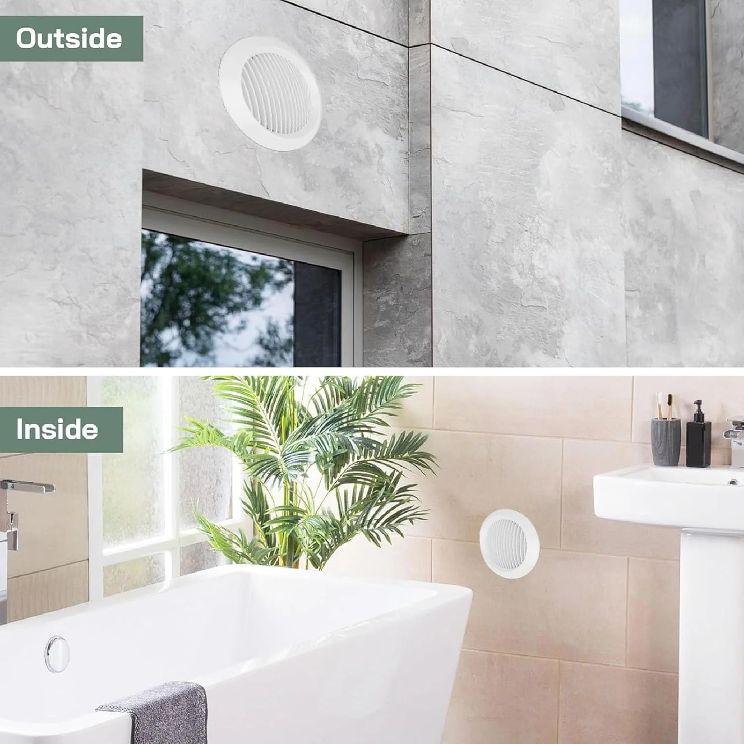 Jectse 200mm ABS Plastic Round Grille Vent Cover with Straight Louvre, Straight Louvre Ventilation Grille White Bathroom Kitchen Office