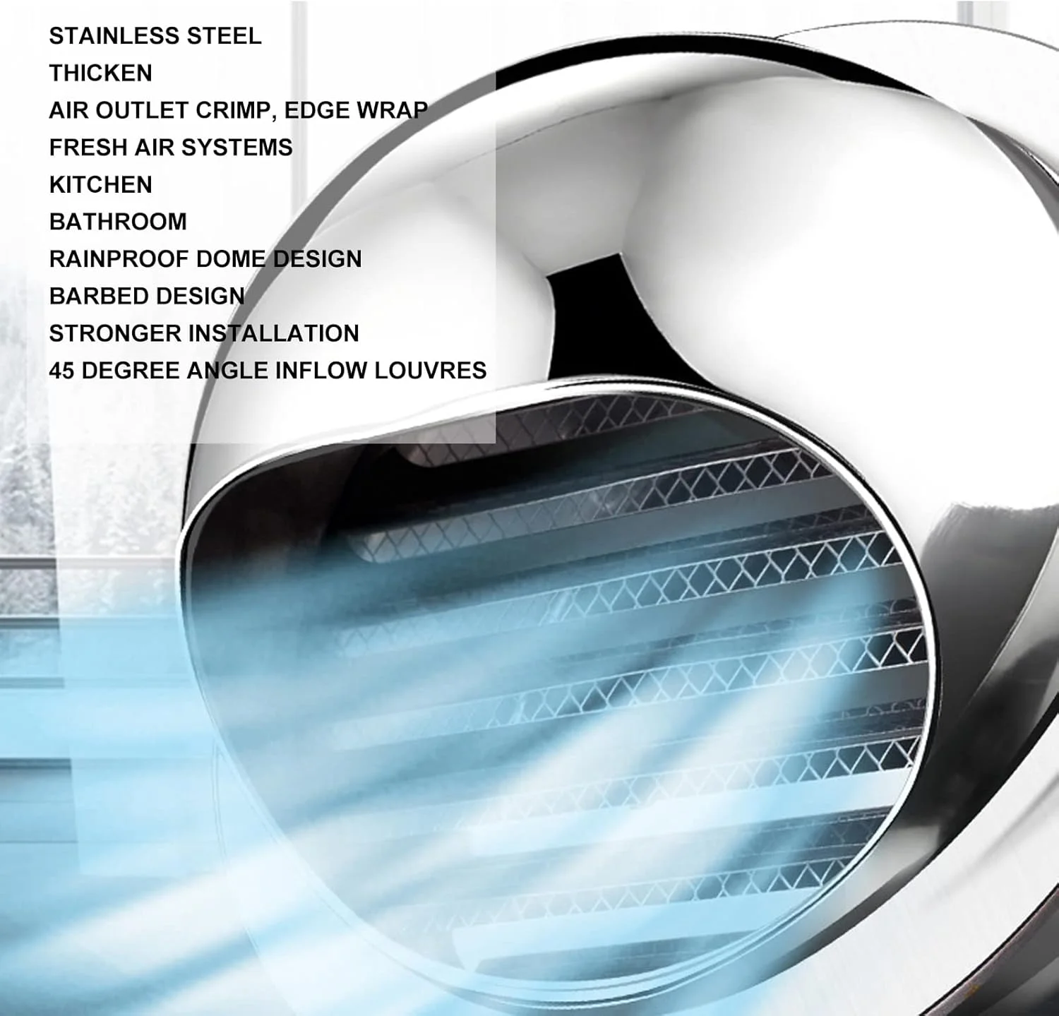 دریچه گرد استیل ضد زنگ Jiawu، پوشش دریچه دیواری، خروجی تهویه گریل گرد با توری ریز برای تهویه گردش هوا (150mm/5.9in)