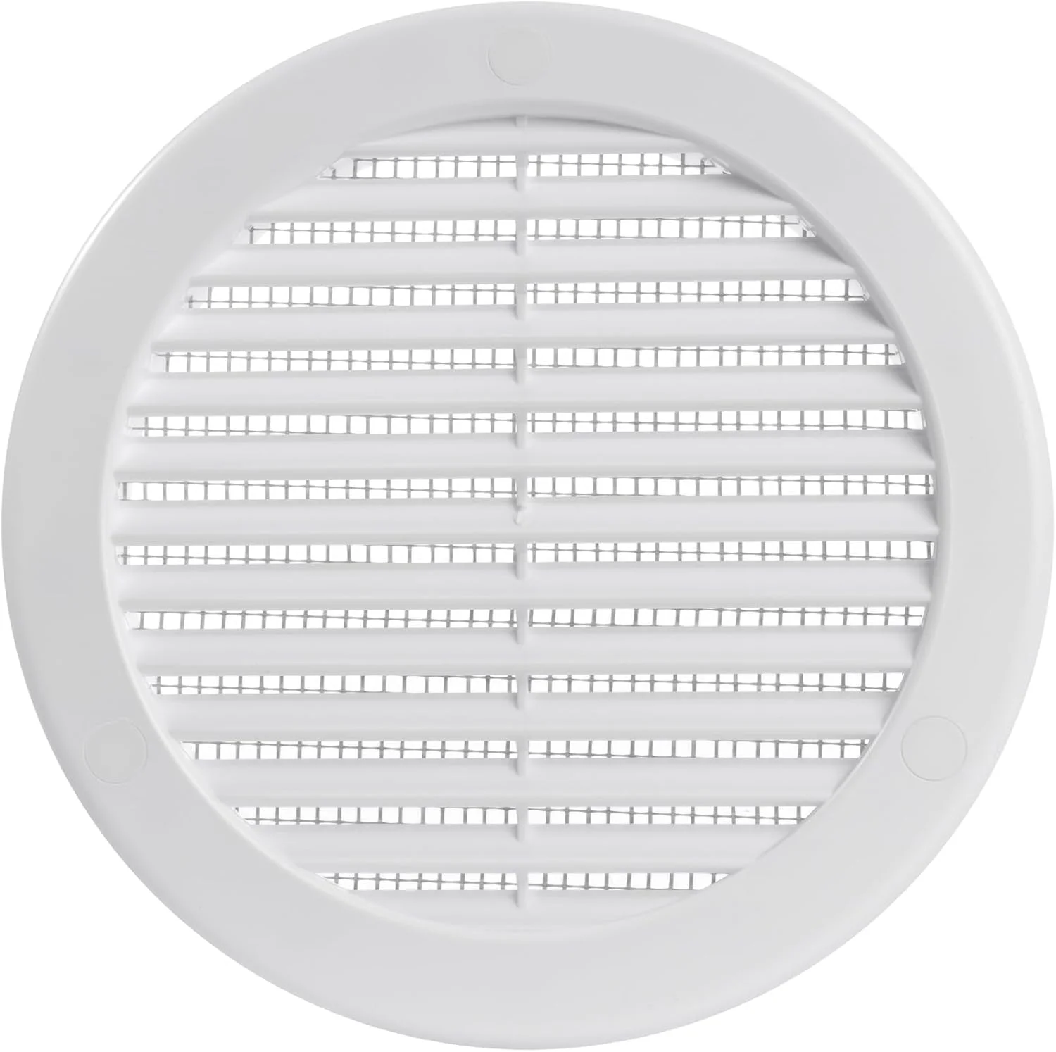 دریچه هواکش سقفی سفید 5 اینچی (ابعاد دهانه) Vent Systems با فلنج - توری پلاستیکی گرد - دارای توری حشره گیر داخلی HVAC برای حمام، منزل 6.2 اینچ (ابعاد بیرونی)