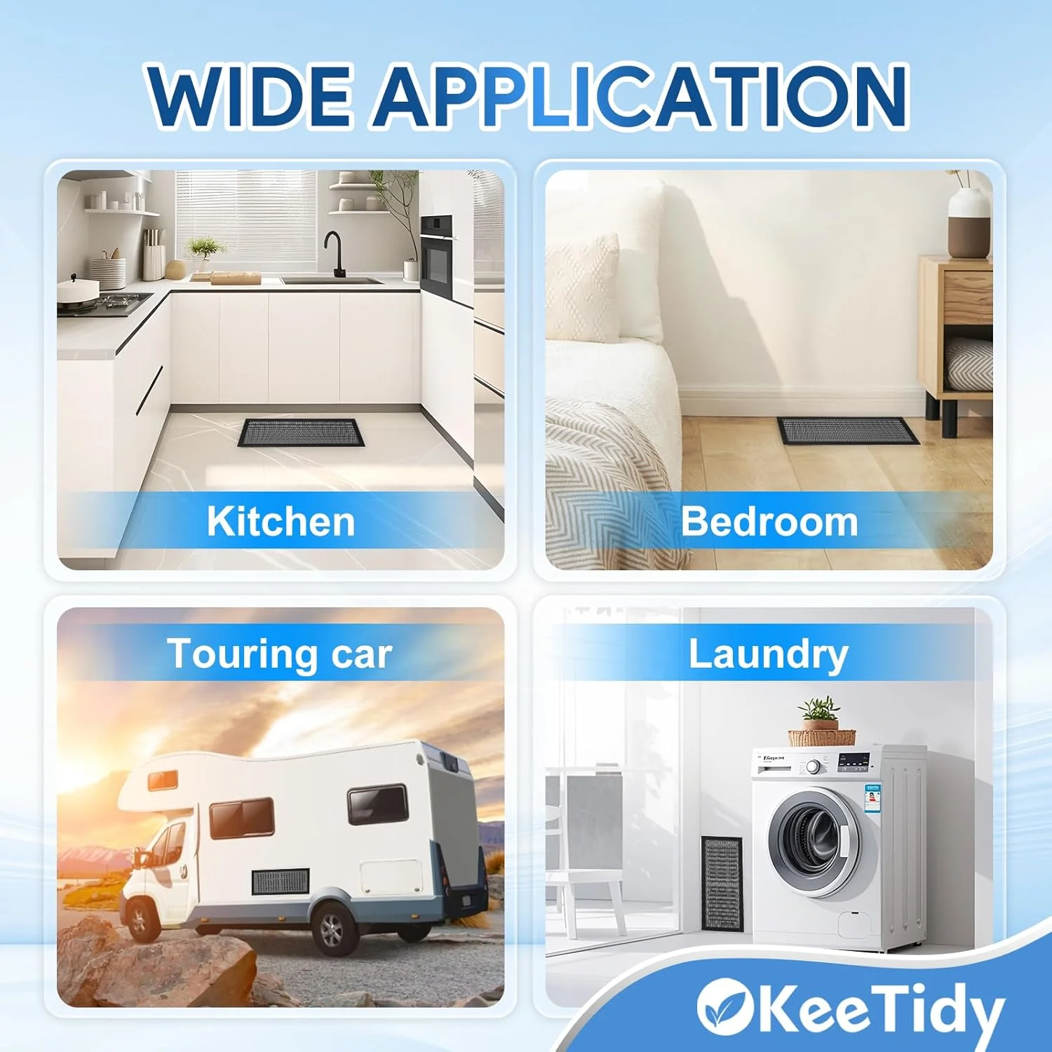 روکش دریچه کف KeeTidy، 10" x 4" روکش دریچه مغناطیسی، روکش دریچه هوا با صفحه توری برای خانه، کف، HVAC، AC، توری و دریچه های RV، بسته 2 عددی