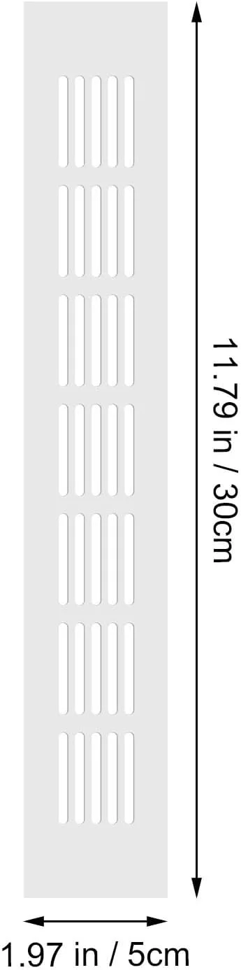 VILLCASE 2 عدد دریچه تهویه هوا، دریچه های مستطیلی، 50x300 میلی متر، نقره ای، آلیاژ آلومینیوم، پوشش تهویه برای کابینت، سقف، کف