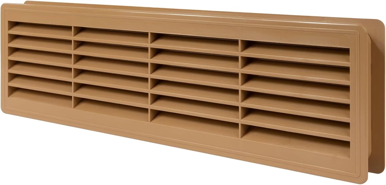 دریچه هوا 46 x 13.5 سانتی متر (44 x 12 سانتی متر) مخصوص درب - دو طرفه - دریچه هوای داخلی - مناسب برای حمام، کمد، گاراژ - رنگ: چوب