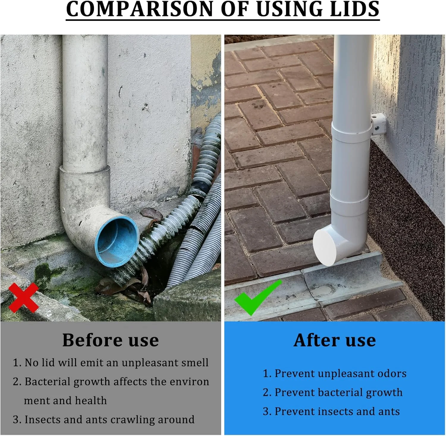 بسته 4 عددی پوشش لوله تهویه فنری، درپوش پی وی سی 110 میلی متری، درپوش لوله برای آستین، درپوش لوله برای لوله های زهکشی، لوله های فاضلاب، لوله های تخلیه (سفید)