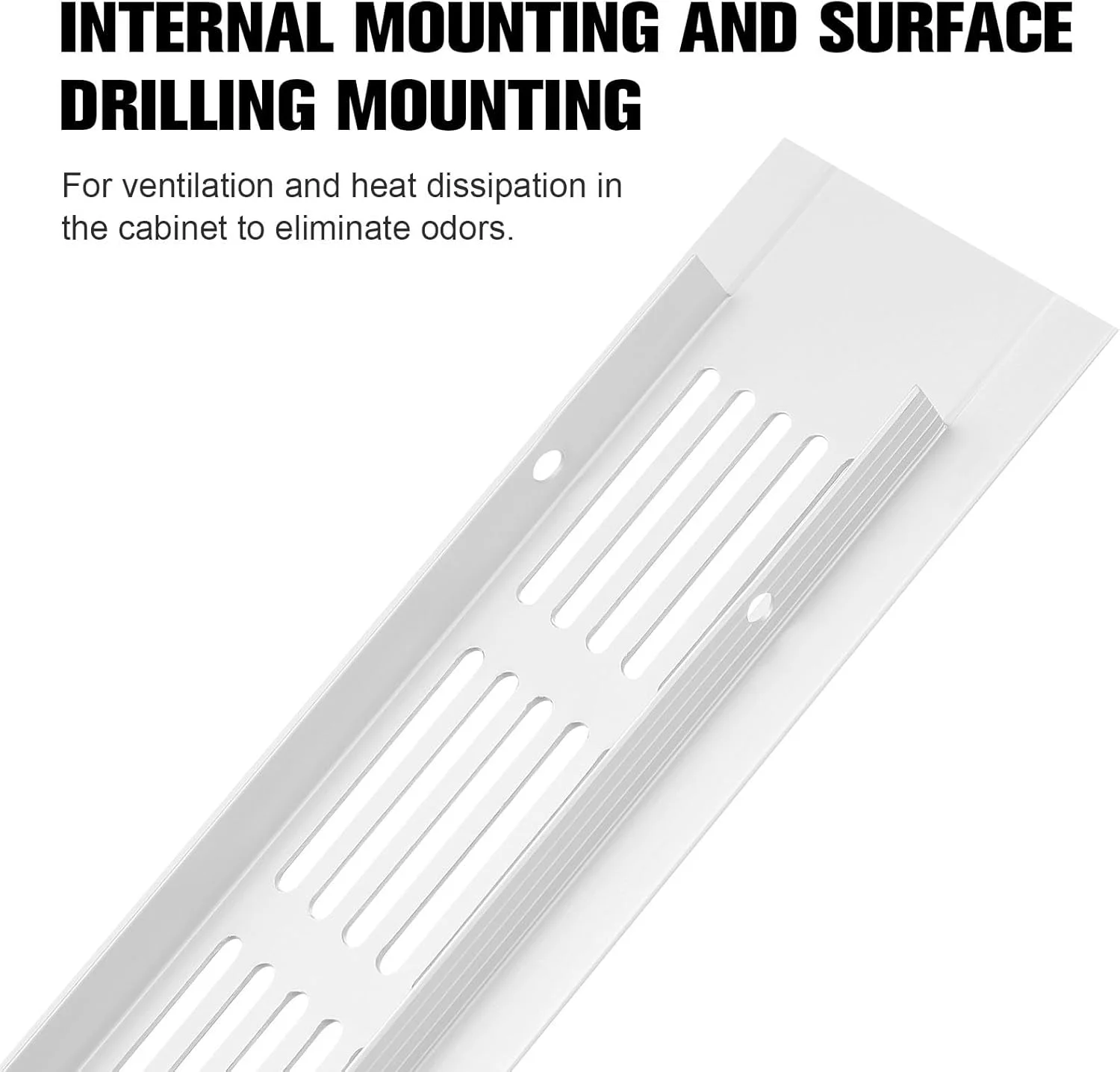 VILLCASE 2 عدد دریچه تهویه هوا، دریچه های مستطیلی، 50x300 میلی متر، نقره ای، آلیاژ آلومینیوم، پوشش تهویه برای کابینت، سقف، کف