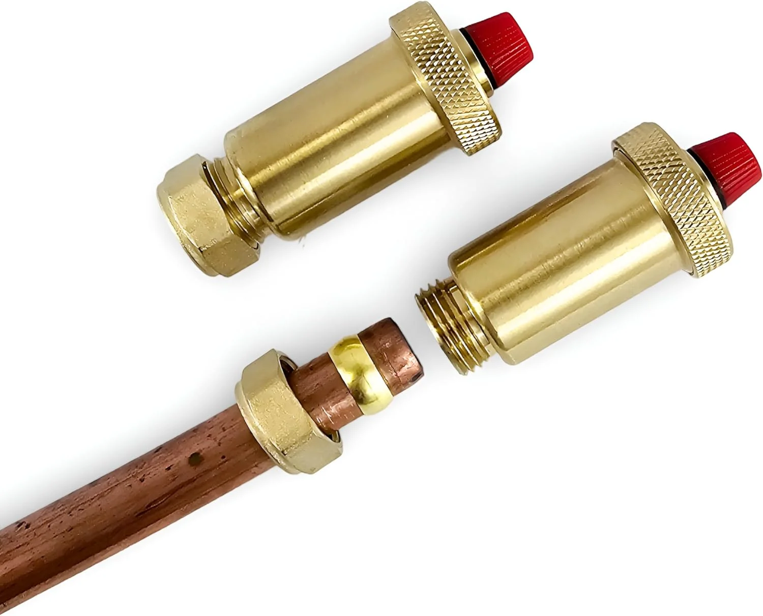 هواگیری اتوماتیک سیستم گرمایشی وارمر با اتصالات فشاری 15 میلی متری، مدل استوانه ای برای حذف موثر و خودکار هوای محبوس شده هواگیری اتوماتیک سیستم گرمایشی وارمر با اتصالات فشاری 15 میلی متری، مدل استوانه ای برای حذف موثر و خودکار هوای محبوس شده