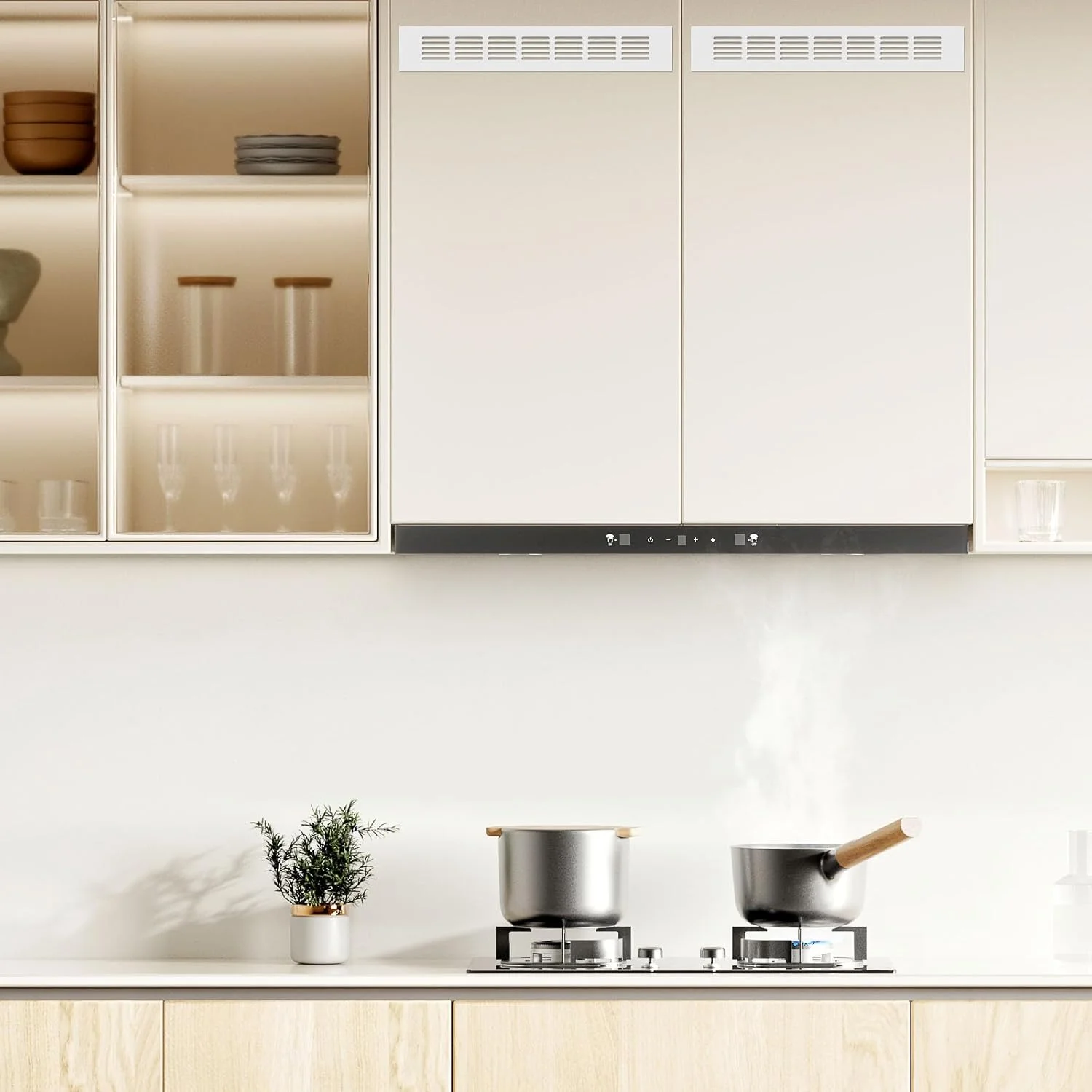 VILLCASE 2 عدد دریچه تهویه هوا، دریچه های مستطیلی، 50x300 میلی متر، نقره ای، آلیاژ آلومینیوم، پوشش تهویه برای کابینت، سقف، کف