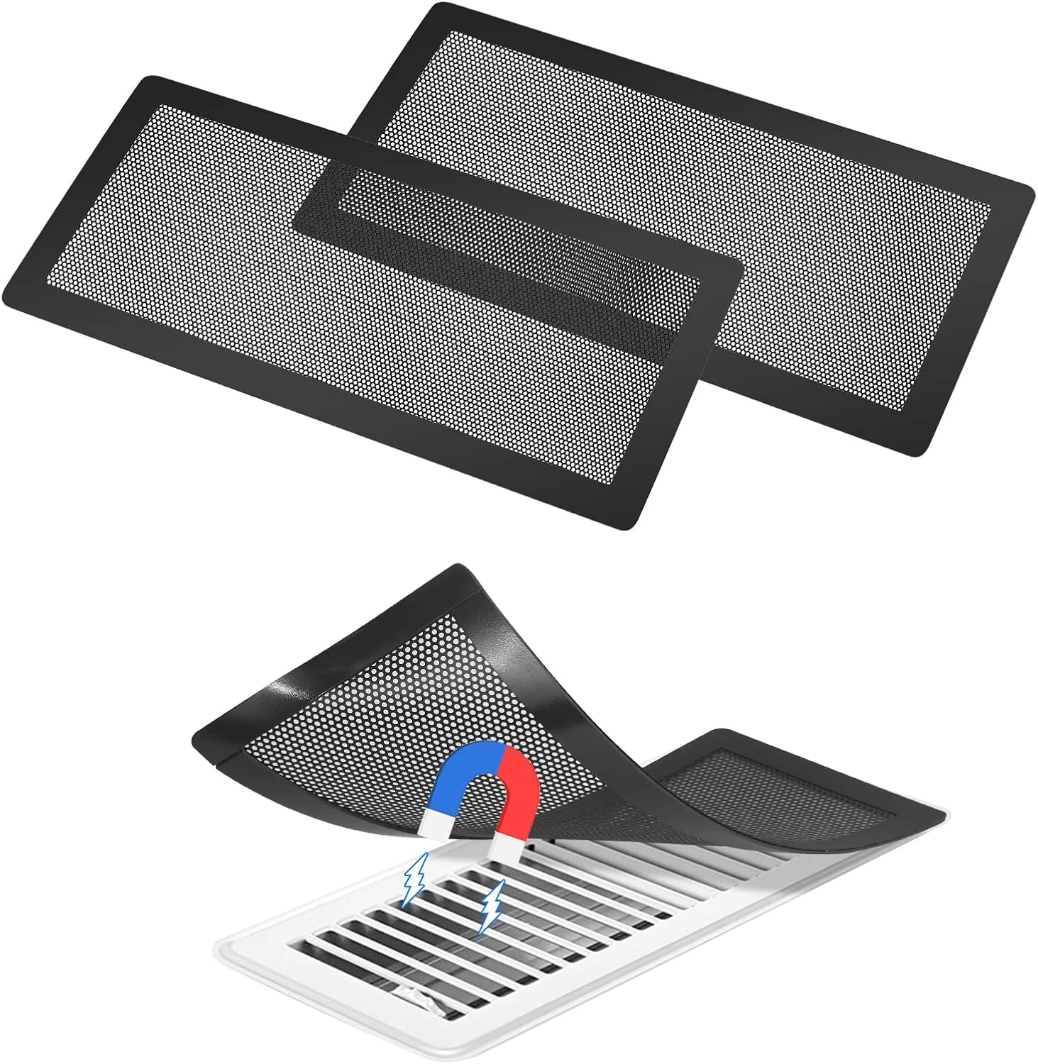 روکش دریچه های کف مغناطیسی بسیار قوی VOLYUVIC، روکش توری دریچه هوا ارتقا یافته برای دریچه 4"x10"، روکش توری دریچه AC برای گرفتن مو، حشرات و آشغال از کف، دیوار و سقف خانه