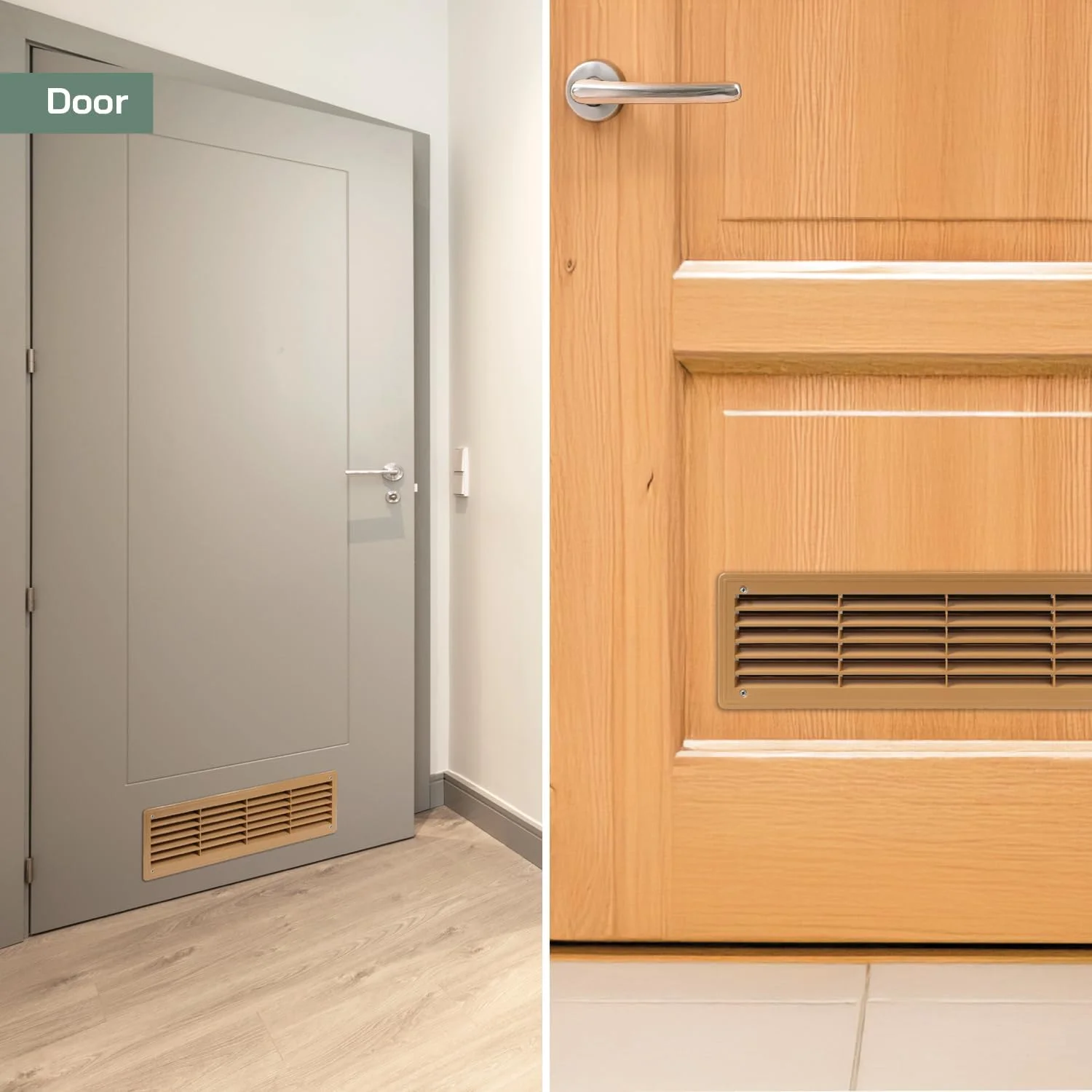 دریچه هوا 46 x 13.5 سانتی متر (44 x 12 سانتی متر) مخصوص درب - دو طرفه - دریچه هوای داخلی - مناسب برای حمام، کمد، گاراژ - رنگ: چوب