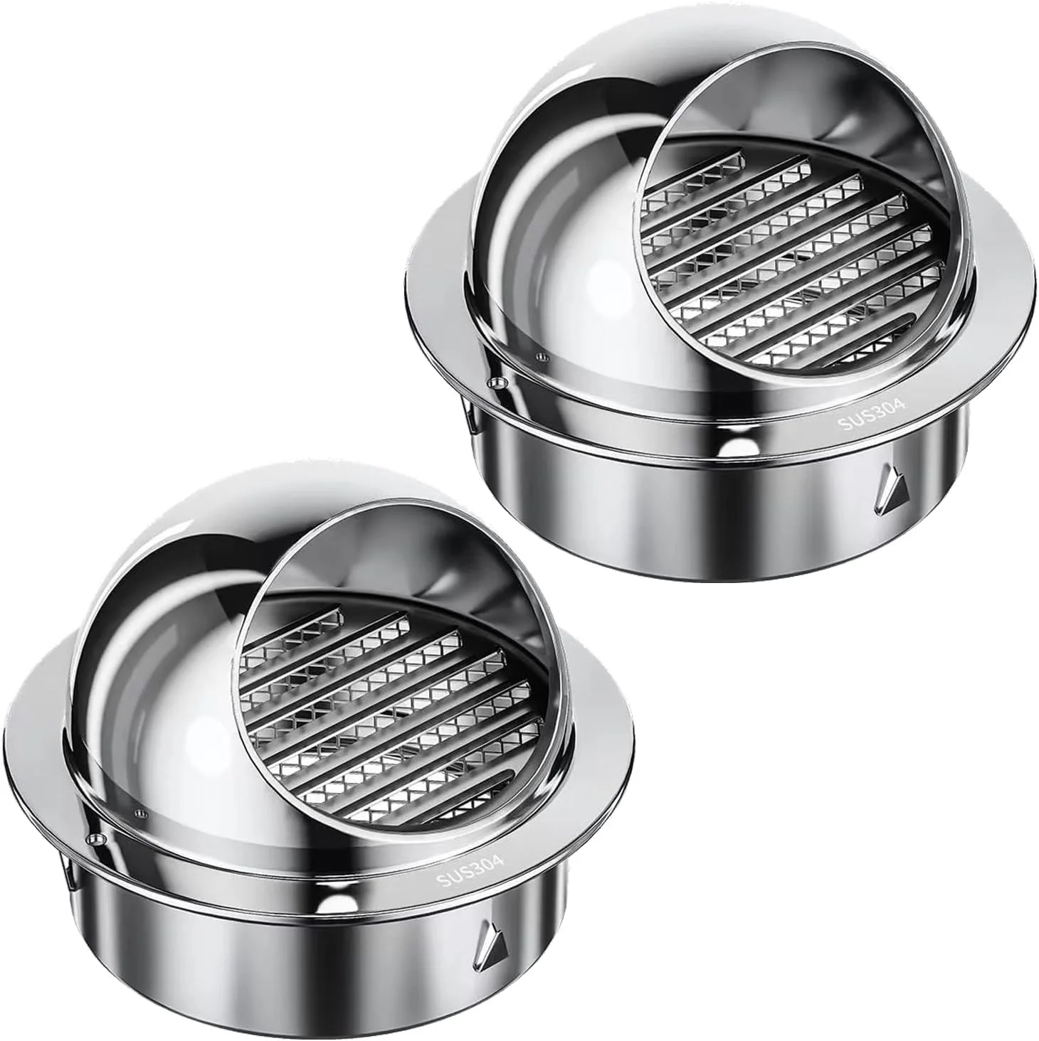 دریچه تهویه خشک کن یلاژوی 4 اینچی، بسته 2 عددی خروجی دیواری گرد استیل ضد زنگ و دریچه زیرشیروانی برای سیستم های HVAC - دریچه هوا بادوام