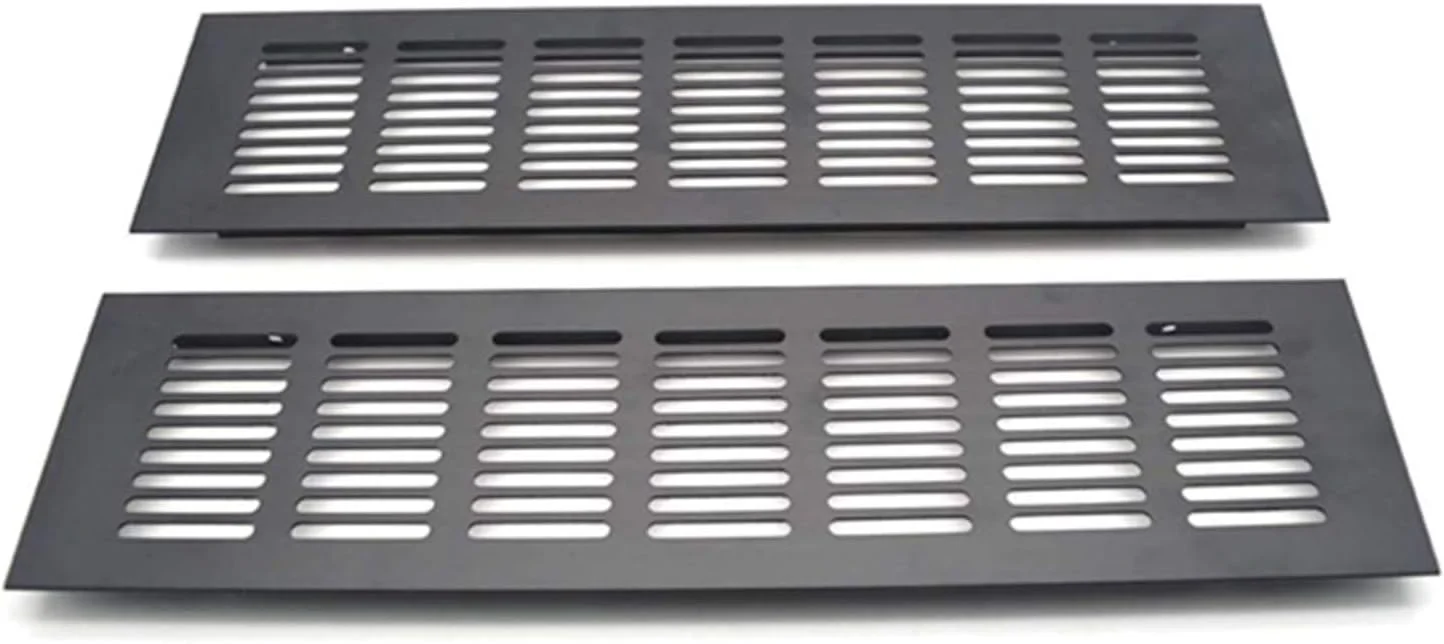 XMHF دریچه تهویه هوا مستطیلی آلومینیومی آلیاژی 300mm x 80mm (11.8"x3.15") برای کمد لباس، جاکفشی، مشکی، بسته 2 عددی