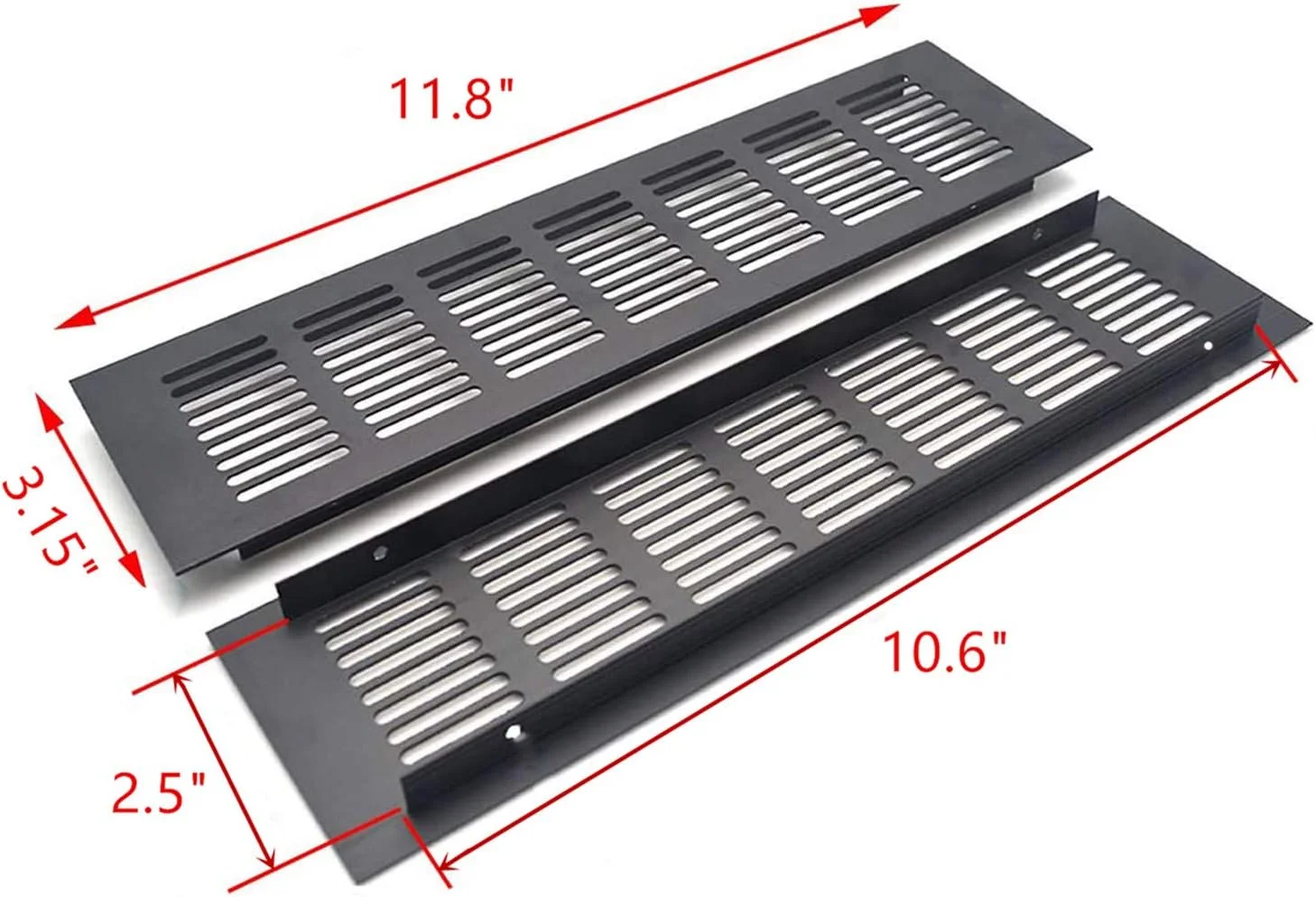 XMHF دریچه تهویه هوا مستطیلی آلومینیومی آلیاژی 300mm x 80mm (11.8"x3.15") برای کمد لباس، جاکفشی، مشکی، بسته 2 عددی XMHF دریچه تهویه هوا مستطیلی آلومینیومی آلیاژی 300mm x 80mm (11.8"x3.15") برای کمد لباس، جاکفشی، مشکی، بسته 2 عددی