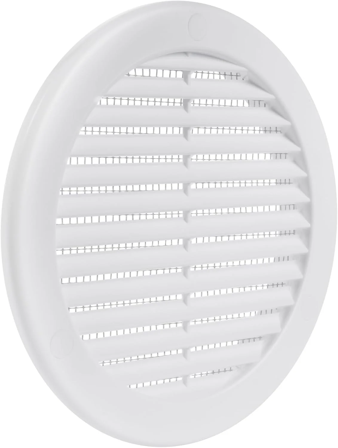 دریچه هواکش سقفی سفید 5 اینچی (ابعاد دهانه) Vent Systems با فلنج - توری پلاستیکی گرد - دارای توری حشره گیر داخلی HVAC برای حمام، منزل 6.2 اینچ (ابعاد بیرونی)