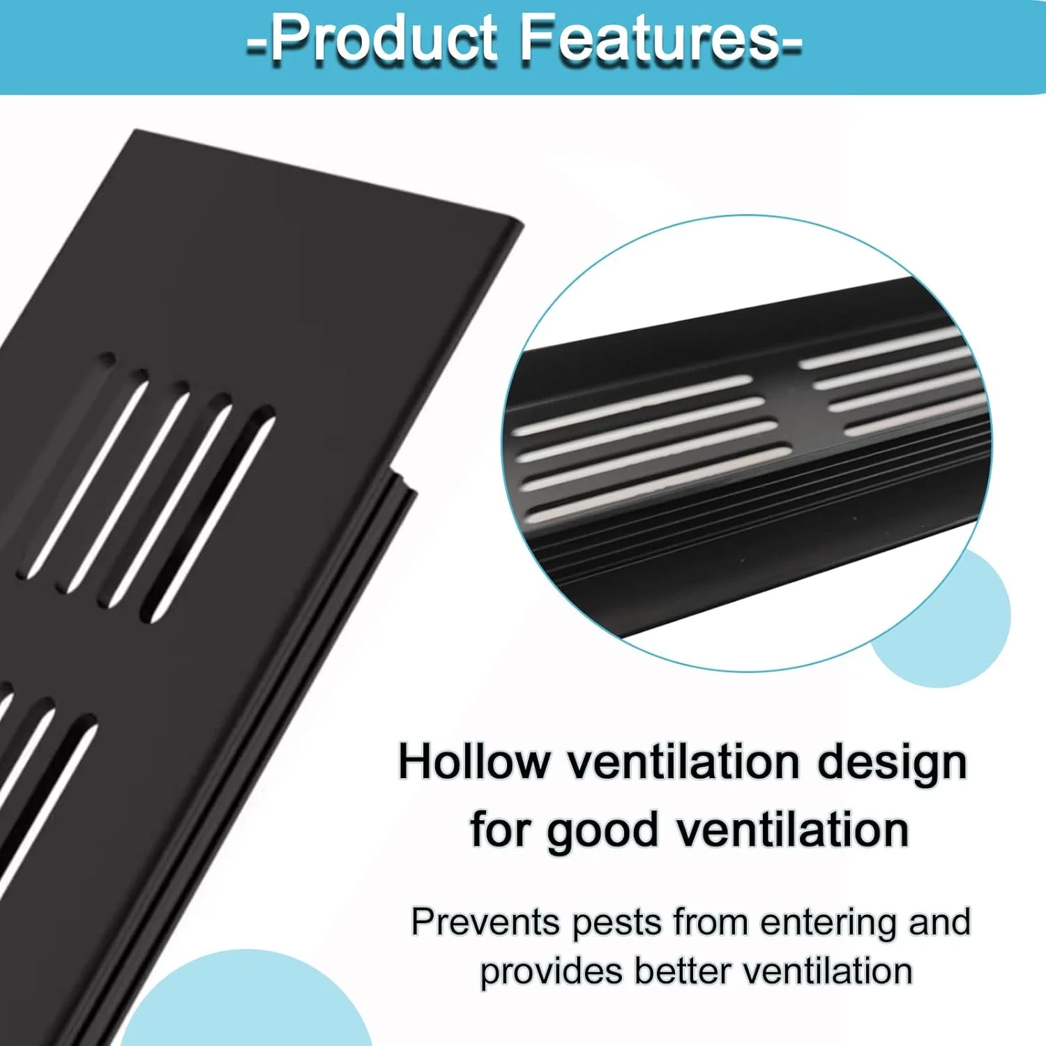 YGCQFH بسته 2 عددی دریچه هوا 600mm x 50mm مشکی، پوشش توری دریچه هوا آلیاژ آلومینیوم برای آشپزخانه، دریچه های کابینت - پوشش های تهویه آلیاژ آلومینیوم برای کمد لباس و کابینت به همراه پیچ