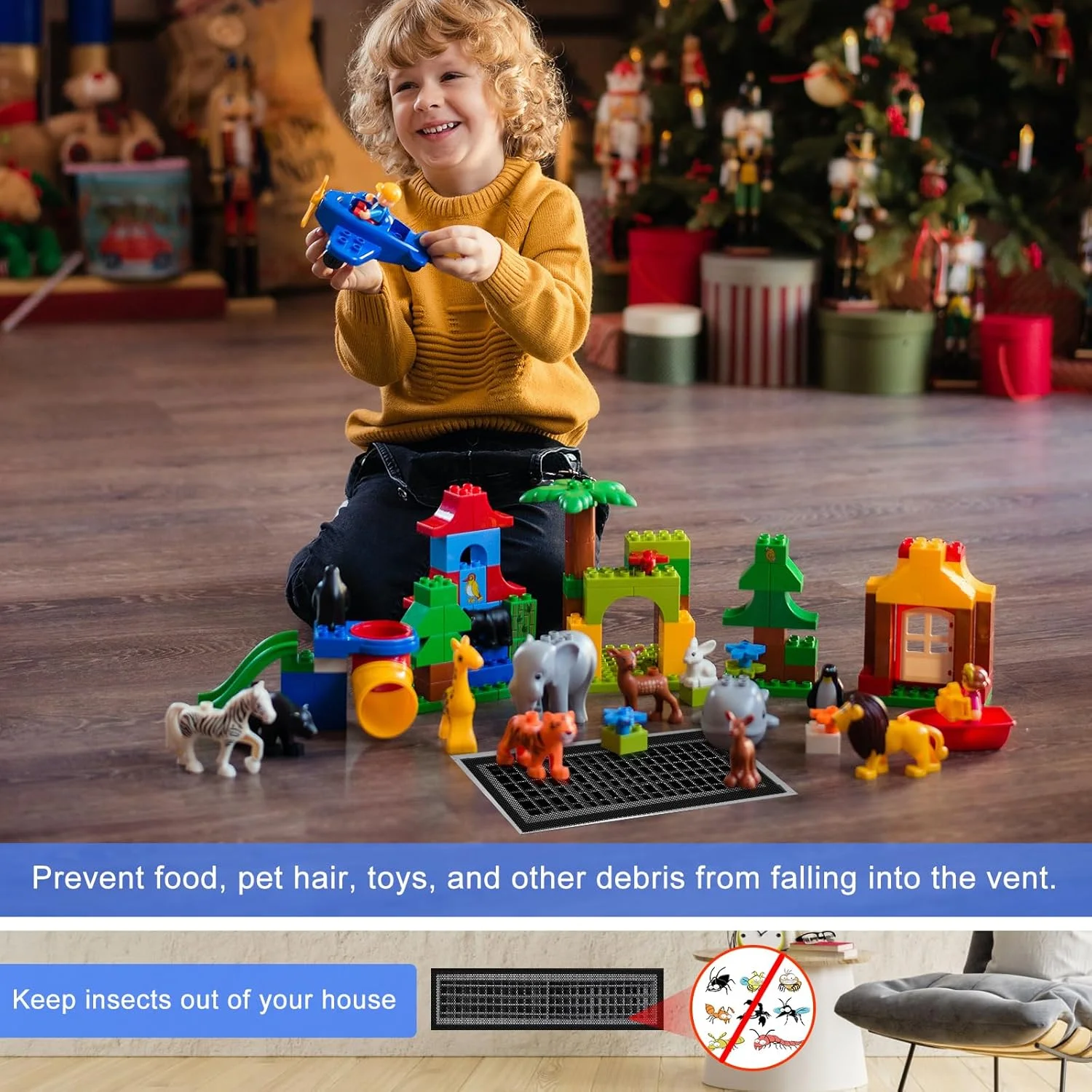 روکش دریچه های کف مغناطیسی بسیار قوی VOLYUVIC، روکش توری دریچه هوا ارتقا یافته برای دریچه 4"x10"، روکش توری دریچه AC برای گرفتن مو، حشرات و آشغال از کف، دیوار و سقف خانه