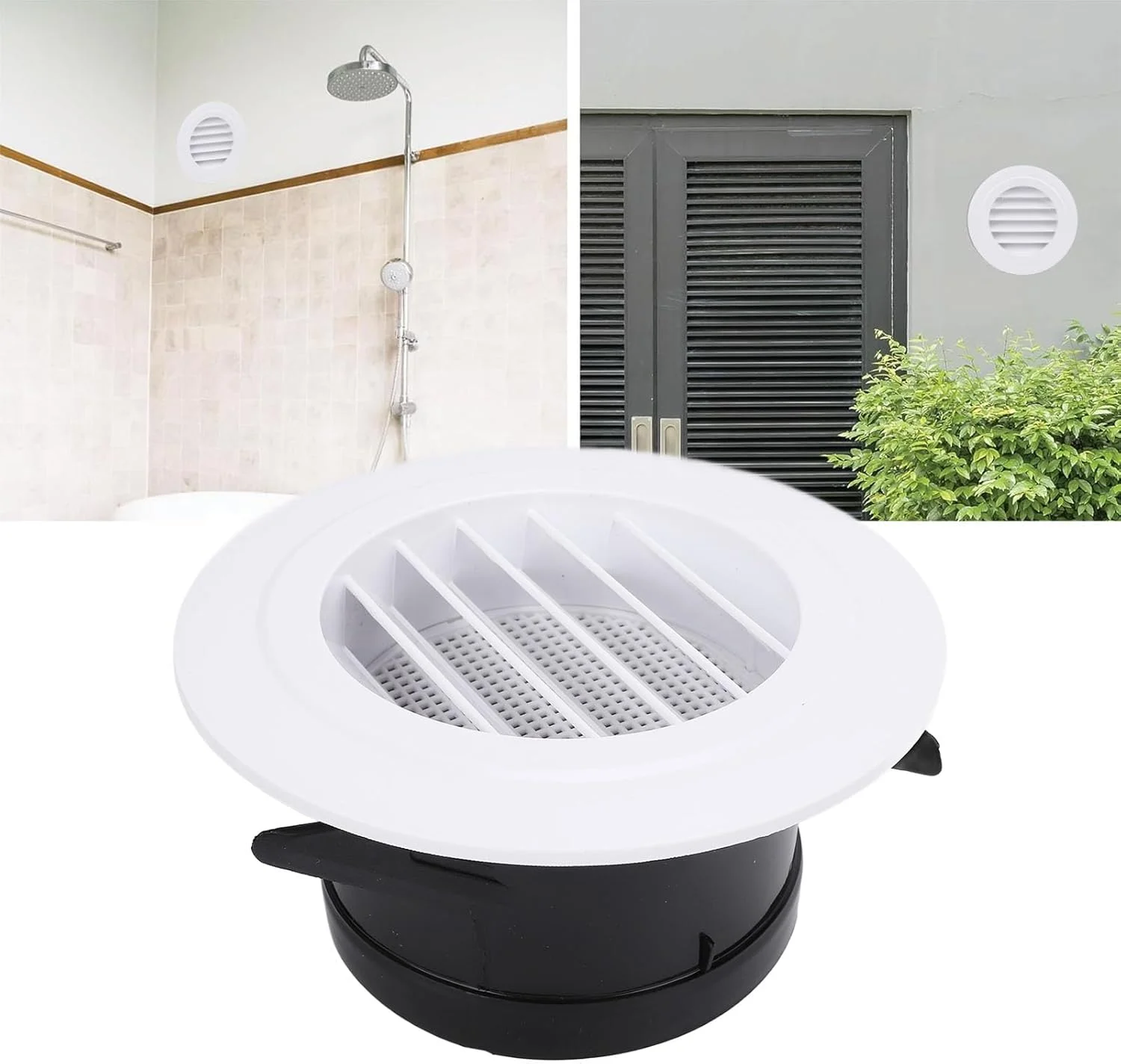 دریچه گرد 100 میلی متری Wisoqu، دریچه گرد 4 اینچی ABS، دریچه خروجی هوا با پره های مایل، مقاوم در برابر آب و هوا، تمیز کردن آسان، کاربرد چند منظوره، مناسب برای حمام، دفتر