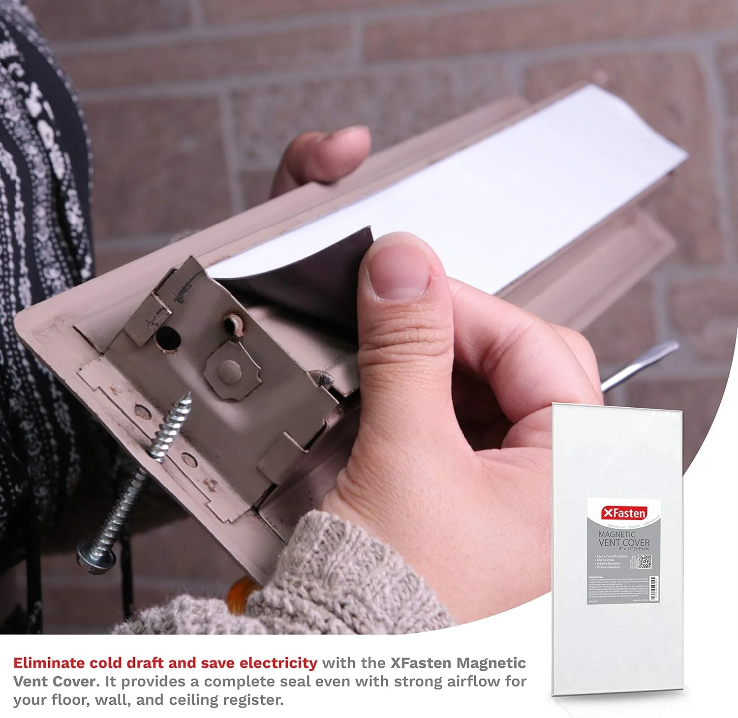 پوشش دریچه مغناطیسی XFasten، آهنرباهای صنعتی برای دریچه های جانبی و کف - برای دریچه های RV، HVAC خانگی، AC و کوره، 8 اینچ در 17 اینچ، بسته 5 عددی