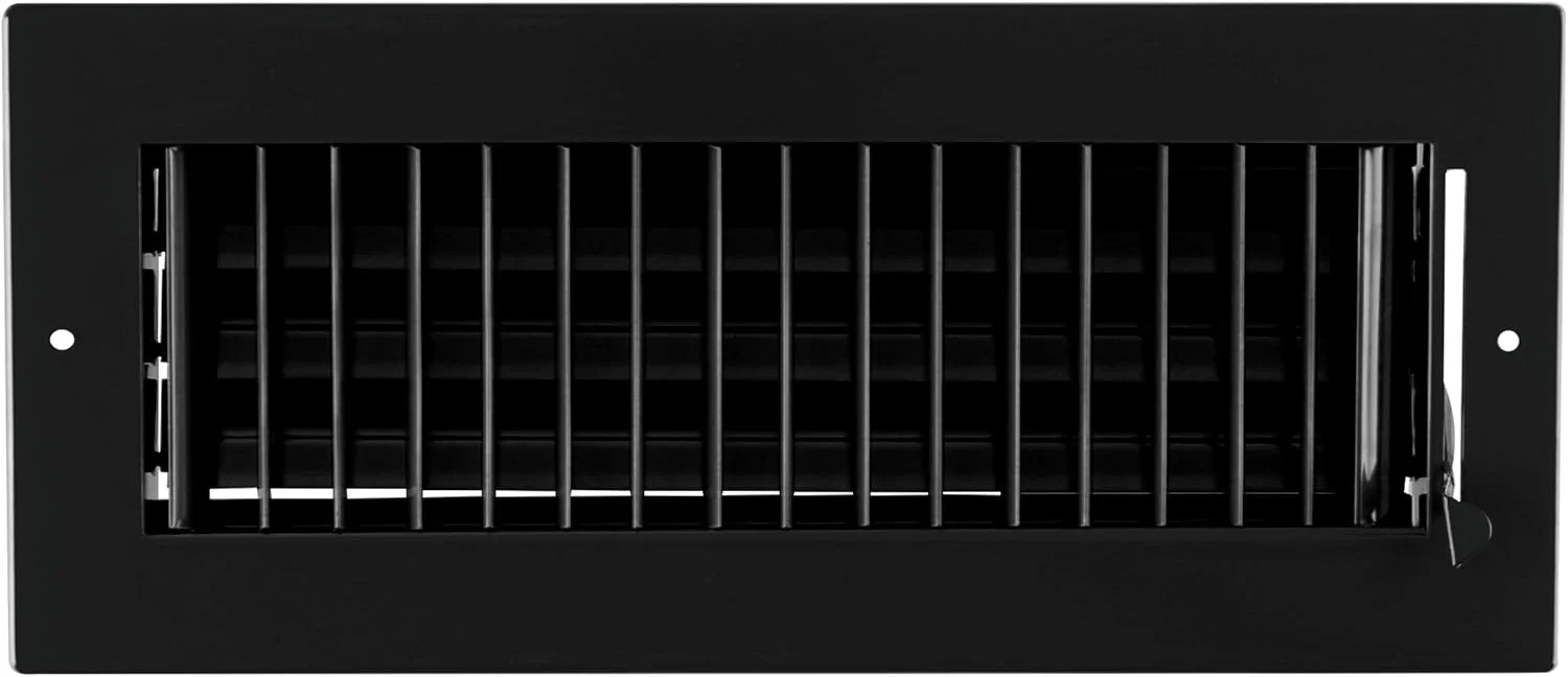 دریچه تنظیم هوا ممتاز HVAC، سایز 10" در 4" - پوشش دریچه هوا، قابل نصب روی دیوار یا سقف - دریچه مشبک - جریان هوای بالا - مشکی [ابعاد بیرونی: 11.75" عرض X 5.75" ارتفاع]