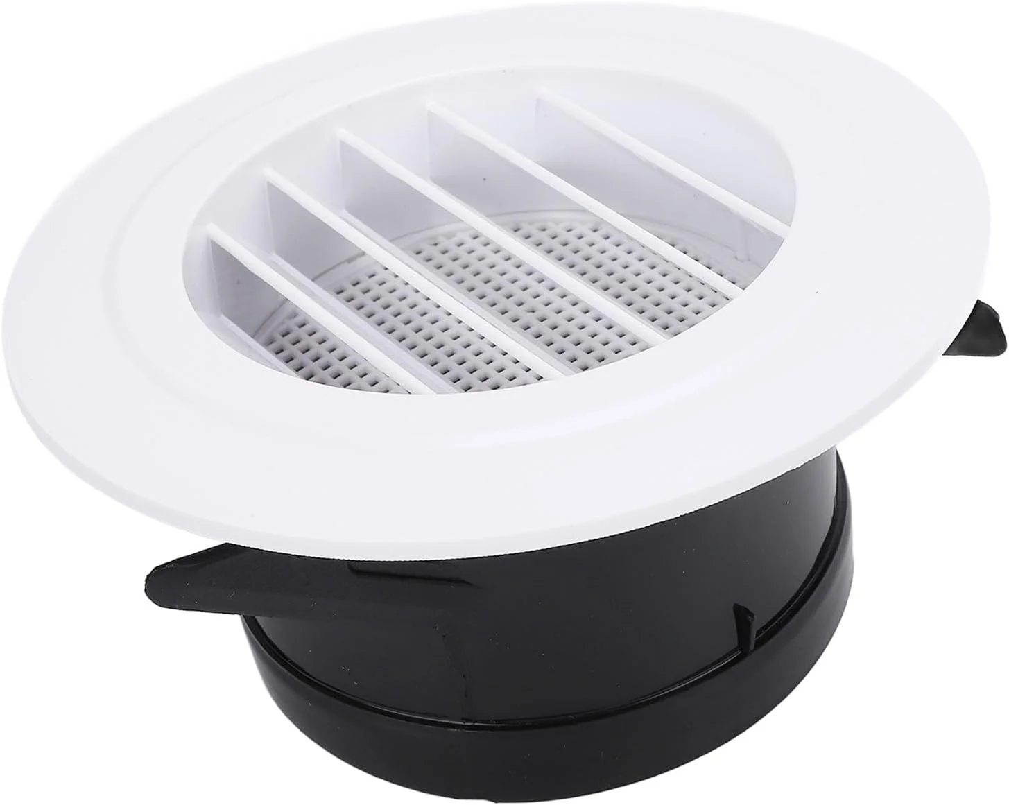 دریچه گرد 100 میلی متری Wisoqu، دریچه گرد 4 اینچی ABS، دریچه خروجی هوا با پره های مایل، مقاوم در برابر آب و هوا، تمیز کردن آسان، کاربرد چند منظوره، مناسب برای حمام، دفتر