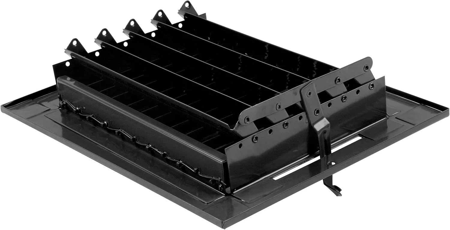 دریچه تنظیم هوا ممتاز HVAC، سایز 10" در 4" - پوشش دریچه هوا، قابل نصب روی دیوار یا سقف - دریچه مشبک - جریان هوای بالا - مشکی [ابعاد بیرونی: 11.75" عرض X 5.75" ارتفاع]