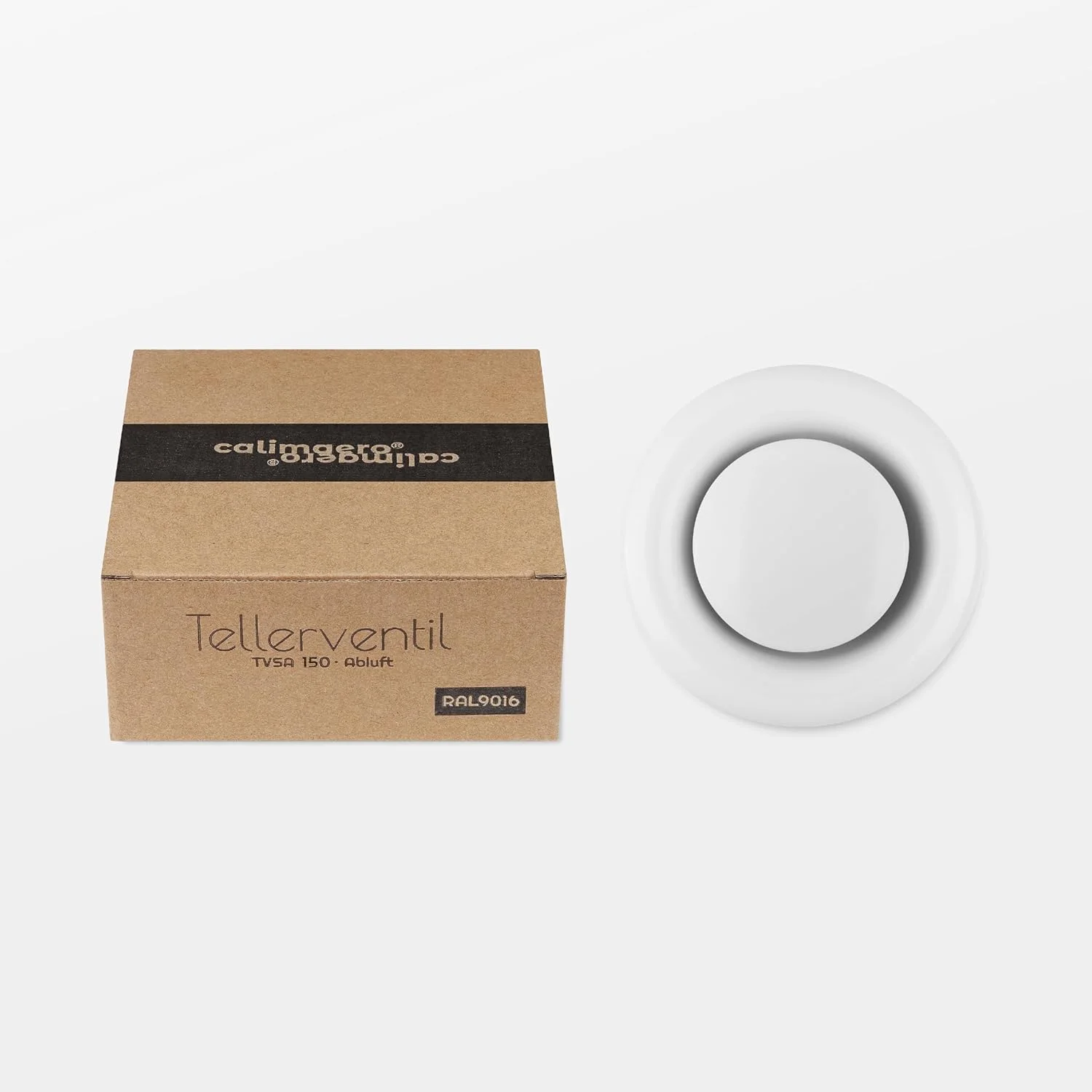 دریچه گرد تهویه هوا کالیماایرو مدل TVSA سایز 6 اینچ، دریچه هوای کوچک گرد با پخش کننده قابل تنظیم، پوشش فلزی دیواری برای حمام، آشپزخانه، گاراژ، استفاده در فضای باز و داخلی، رنگ سفید سوپر RAL 9016