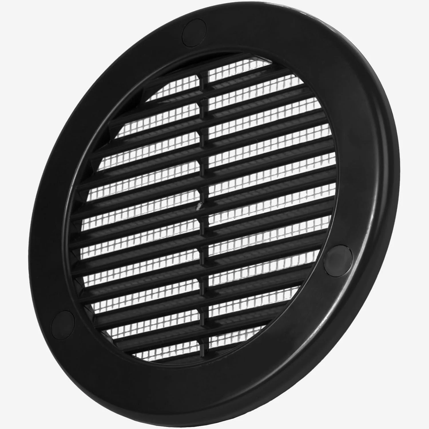 دریچه های پلاستیکی گرد 4 اینچی سیستم های تهویه - مشکی - بسته 2 عددی - دریچه هواکش پره ای با توری داخلی - دریچه تهویه مطبوع برای حمام، زیر سقف، گاراژ - استفاده در فضای داخلی و خارجی