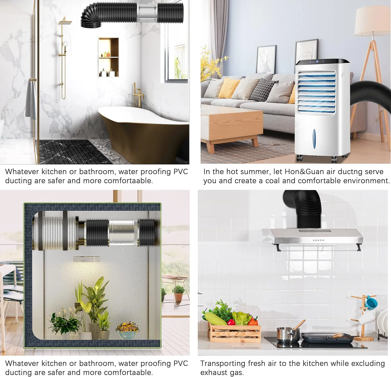 داکت هوای 5 اینچی Hon&Guan - طول 4.8 متری، لوله خرطومی انعطاف پذیر مشکی برای تهویه مطبوع HVAC، مناسب برای گلخانه ها، اتاق های خشک کن و آشپزخانه داکت هوای 5 اینچی Hon&Guan - طول 4.8 متری، لوله خرطومی انعطاف پذیر مشکی برای تهویه مطبوع HVAC، مناسب برای گلخانه ها، اتاق های خشک کن و آشپزخانه