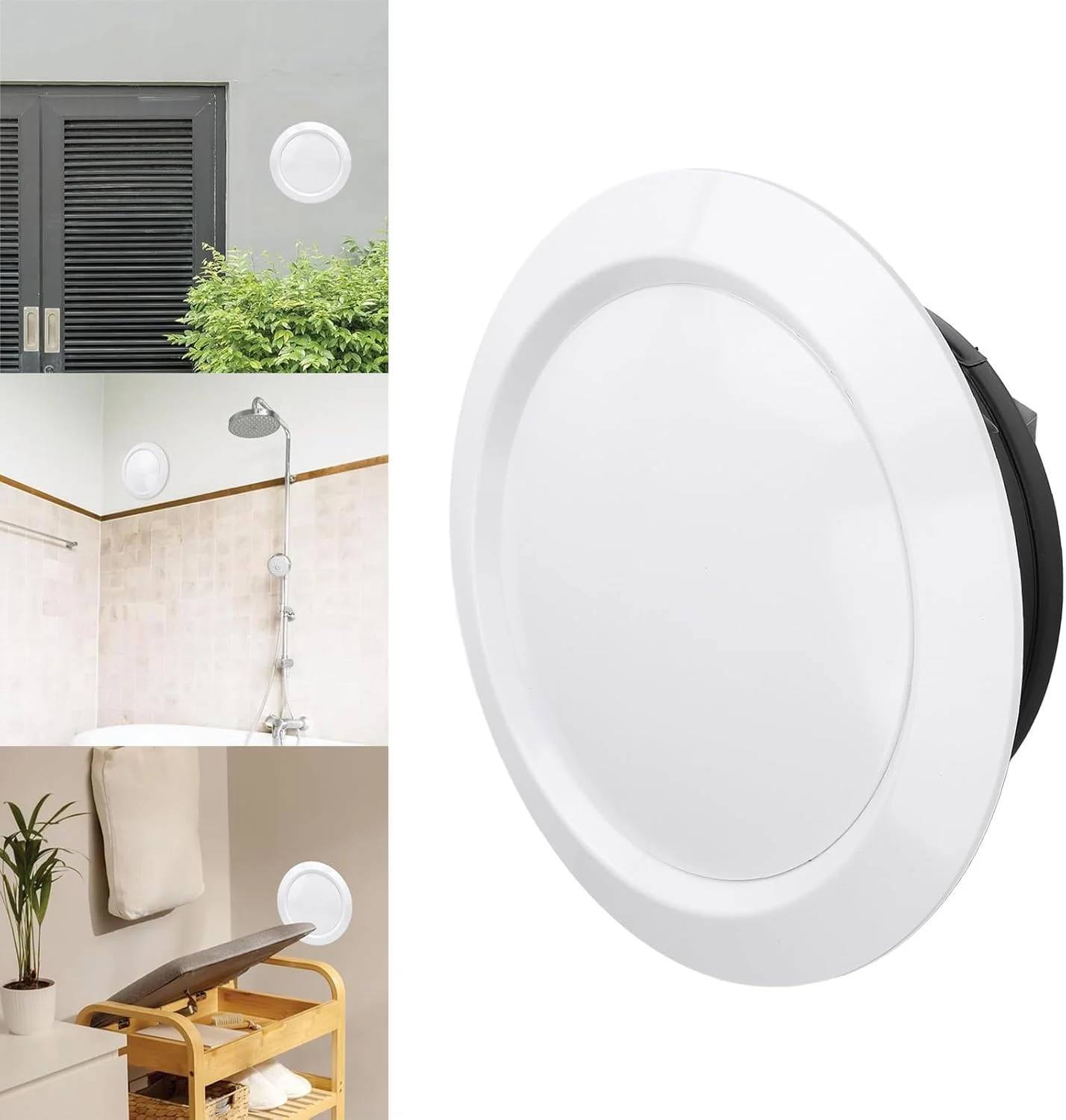 دریچه گرد قابل تنظیم 8 اینچی Gernie، پوشش ABS دیواری سقفی با توری محافظ، پخش کننده دریچه گرد سقفی لوور برای حمام، آشپزخانه، نصب دریچه زیر شیروانی، دفتر، خانه