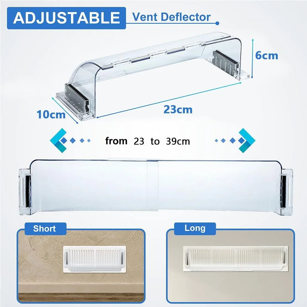 انحراف دهنده دریچه هوا گودرن، 2 عدد، قابل تنظیم، مغناطیسی، پوشش دریچه حرارتی، پلاستیک شفاف نشکن 23-39 سانتی متر با طراحی امن مغناطیسی برای پوشش دریچه های کف، دیوار و سقف