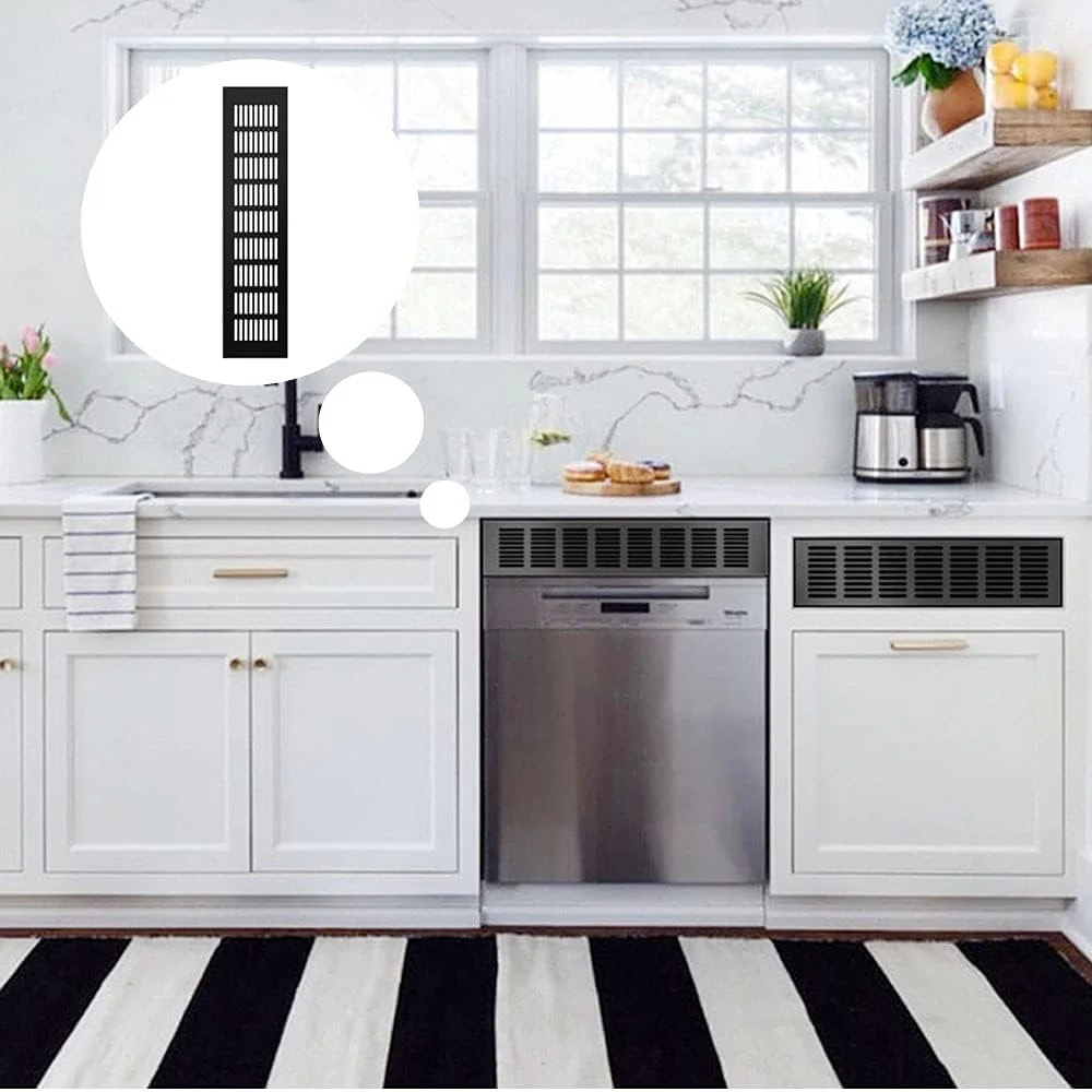 دریچه تهویه هوا Excefore، 2 عدد دریچه کابینت، دریچه یخچال، دریچه دیواری کرکره ای، مشکی، 80mm x 400mm دریچه تهویه هوا Excefore، 2 عدد دریچه کابینت، دریچه یخچال، دریچه دیواری کرکره ای، مشکی، 80mm x 400mm