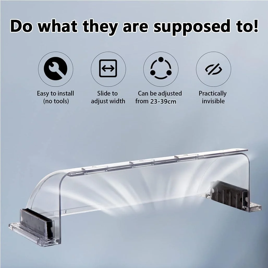 انحراف دهنده دریچه هوا گودرن، 2 عدد، قابل تنظیم، مغناطیسی، پوشش دریچه حرارتی، پلاستیک شفاف نشکن 23-39 سانتی متر با طراحی امن مغناطیسی برای پوشش دریچه های کف، دیوار و سقف