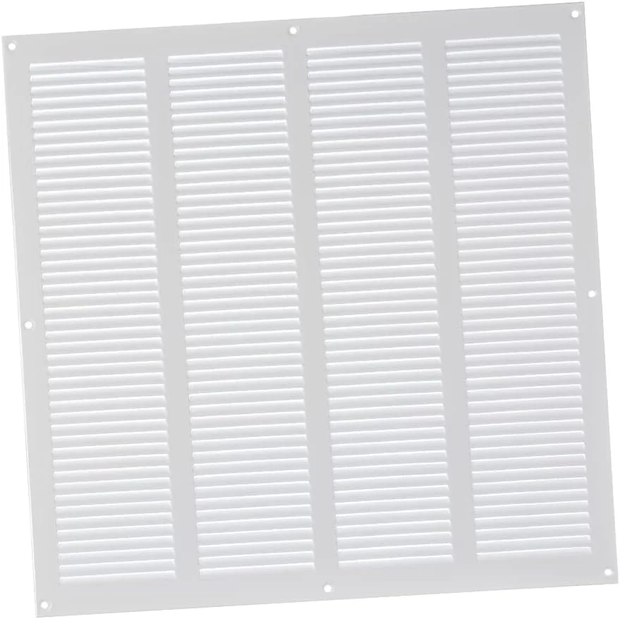 دریچه هواکش یوروپلاست 400x400 میلی متر، پوشش توری تهویه 15x15 اینچ سفید، فلزی، دارای توری حشرات