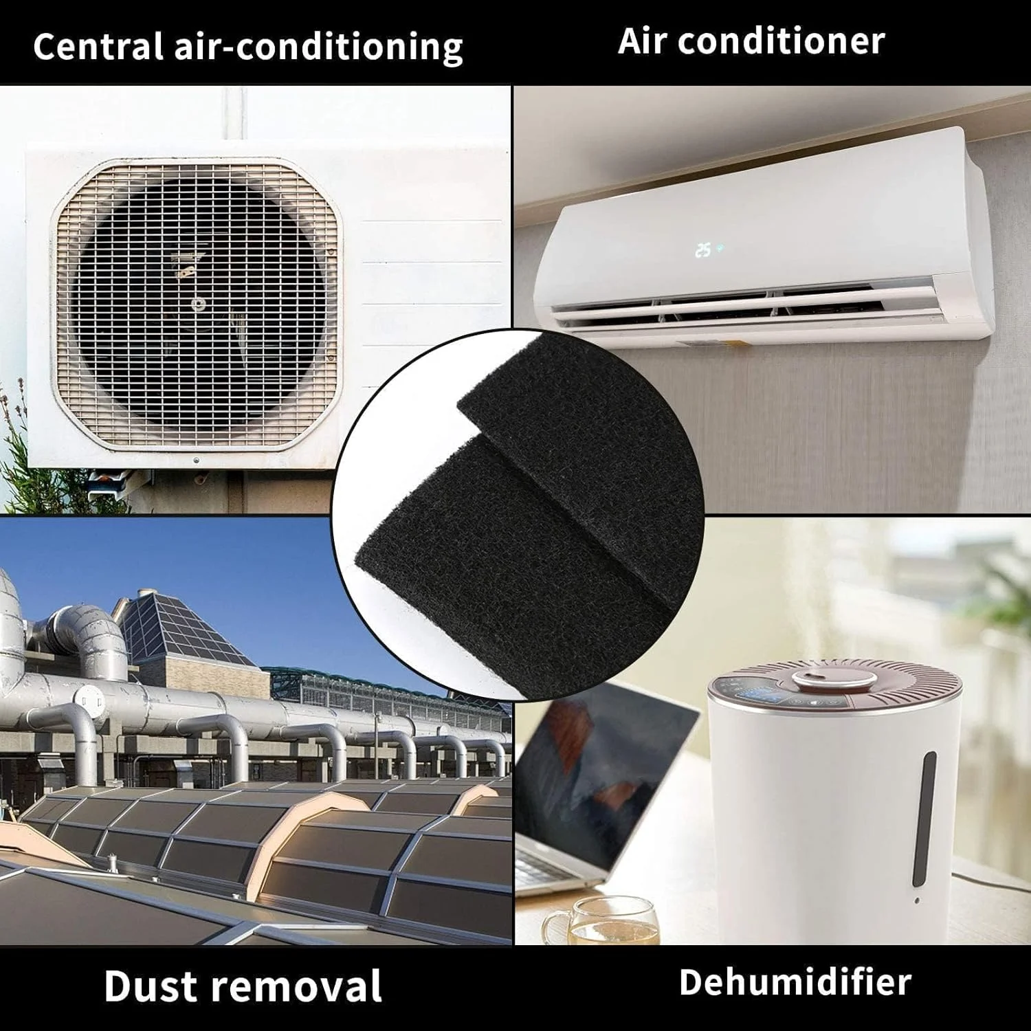 مجموعه فیلتر دریچه هوا Jaffiust مشکی، جنس کربن فعال، همراه با 158 اینچ نوار نصب برای HVAC، AC و دریچه های ورودی گرمایش، برای کاهش گرد و غبار و آلرژی (رول، 18 اینچ * 98 اینچ)