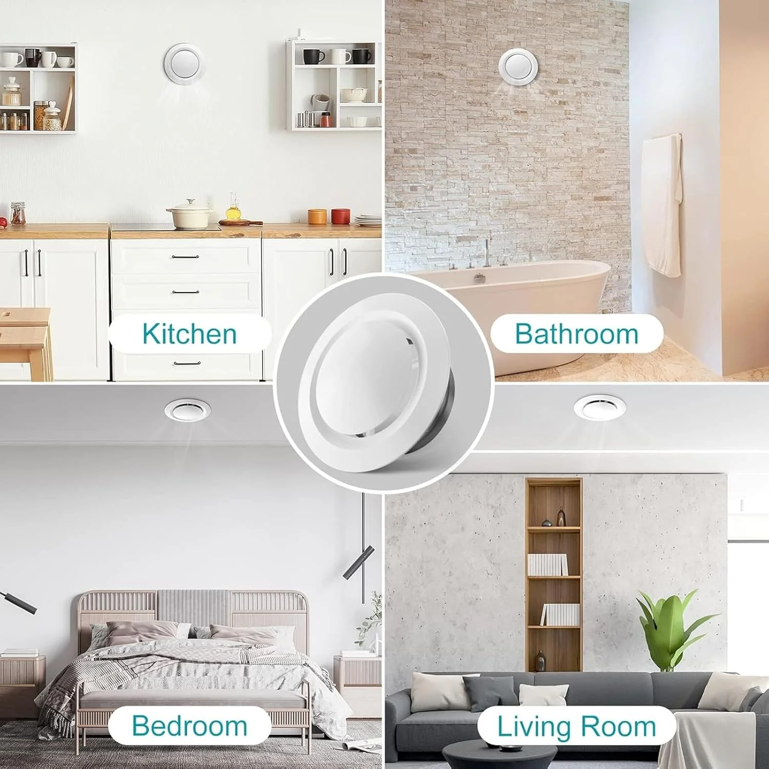 دریچه گرد قابل تنظیم 8 اینچی Gernie، پوشش ABS دیواری سقفی با توری محافظ، پخش کننده دریچه گرد سقفی لوور برای حمام، آشپزخانه، نصب دریچه زیر شیروانی، دفتر، خانه