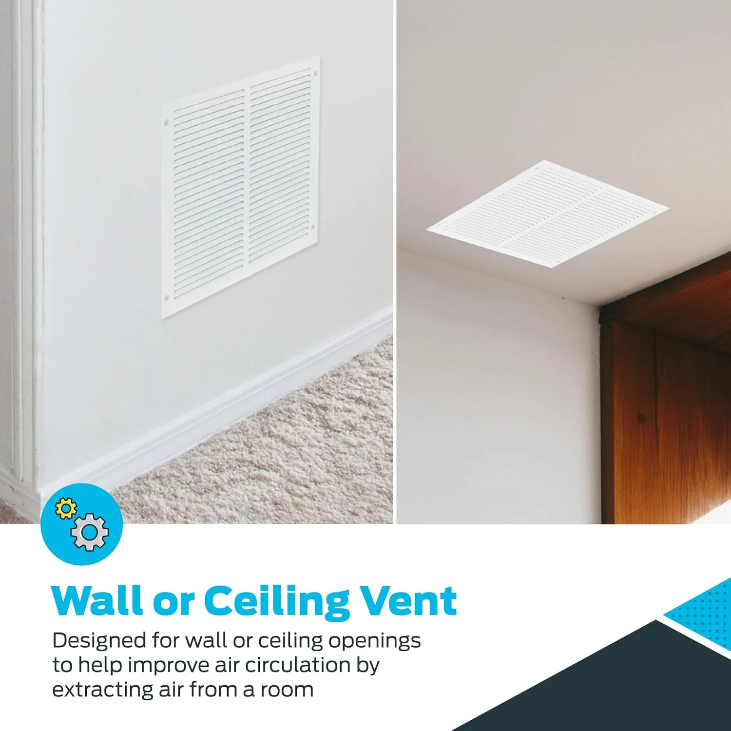 EZ-FLO دریچه هوای برگشتی سفید 12x12 اینچ (اندازه دهانه کانال) برای دیوار یا سقف، توری هوای برگشتی فولادی جامد، دریچه برگشت هوا HVAC، مدل 61627 EZ-FLO دریچه هوای برگشتی سفید 12x12 اینچ (اندازه دهانه کانال) برای دیوار یا سقف، توری هوای برگشتی فولادی جامد، دریچه برگشت هوا HVAC، مدل 61627