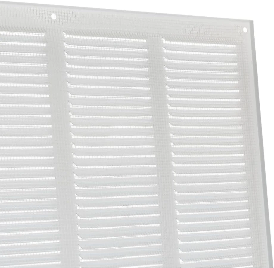 دریچه هواکش یوروپلاست 400x400 میلی متر، پوشش توری تهویه 15x15 اینچ سفید، فلزی، دارای توری حشرات