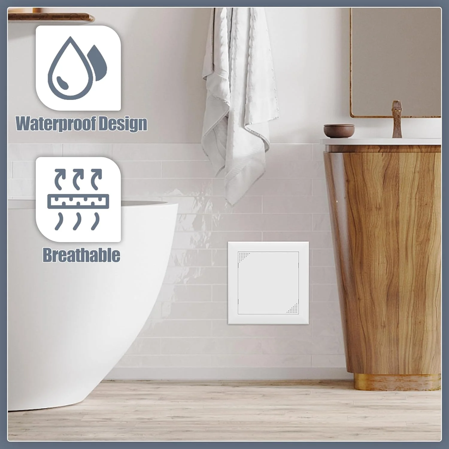 دریچه دسترسی Flamorrow برای دیوار خشک، درب دسترسی لوله کشی، پوشش سوراخ دیواری چسبی 6" x 6" با سوراخ تهویه هوا، پانل های دسترسی پلاستیکی بادوام برای دیوار خشک، سقف