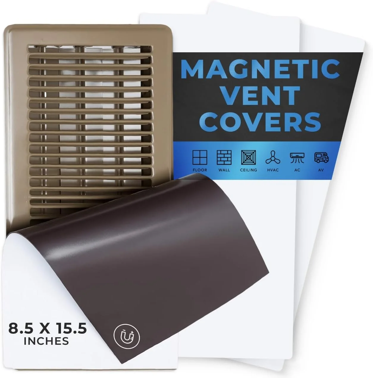 روکش دریچه مغناطیسی قوی یورکا ایر، بسته 3 عددی (8" X 15.5") مناسب برای دریچه های فولادی کف، دیوار و سقف، خانه و RV، HVAC و AC