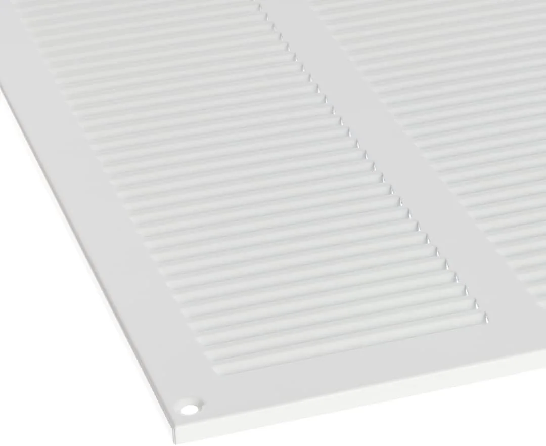 دریچه هواکش یوروپلاست 400x400 میلی متر، پوشش توری تهویه 15x15 اینچ سفید، فلزی، دارای توری حشرات