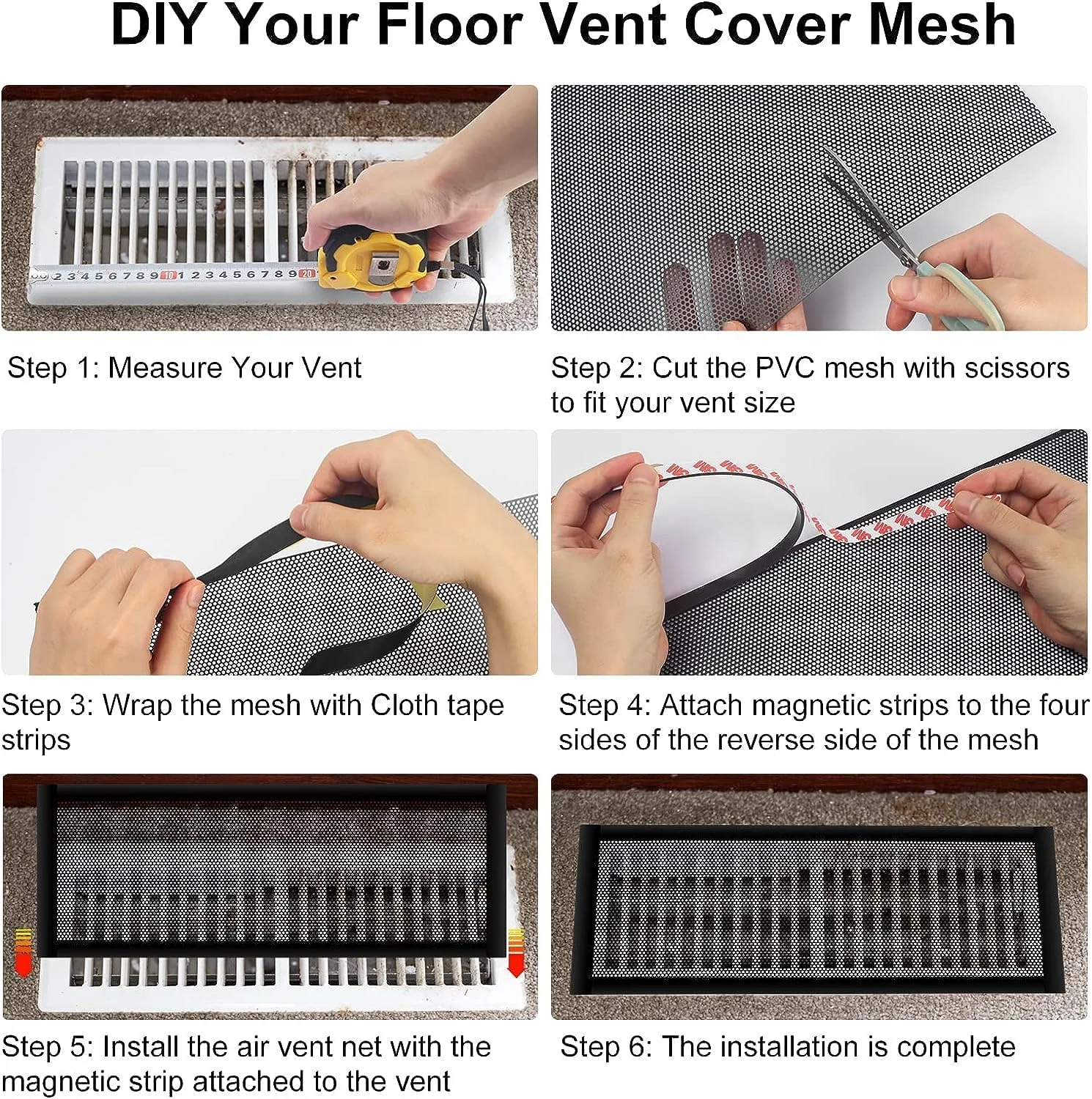 روکش دریچه مغناطیسی Excefore، روکش آهنربایی قوی تر برای دریچه های AC، روکش دریچه های کف، تزئینی، قابل برش، روکش دریچه هوای RV برای دریچه های رجیستر کف، روکش دریچه های هوا، ورق مغناطیسی (2 عدد، 15.7"x7.8")