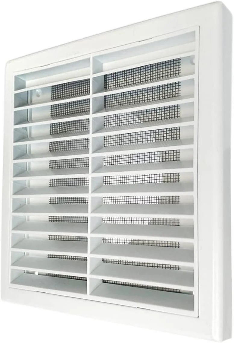 شبکه دیواری لوور پلاستیکی Excefore، 98.5 میلی متر با توری حشرات برای فن تهویه سقفی، پوشش دریچه هوا برای حمام، تهویه خشک کن لباس، هود اجاق گاز، کانال کشی، سفید
