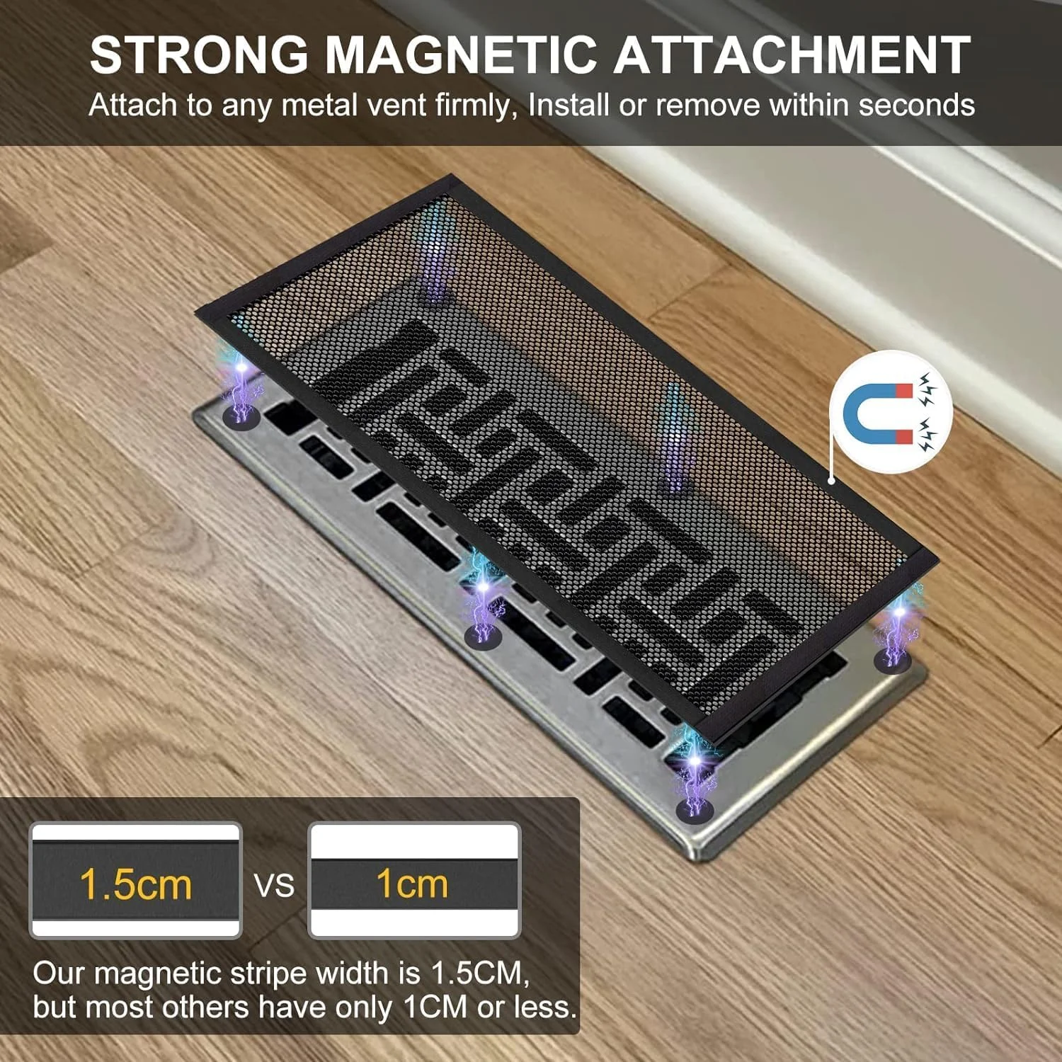 روکش دریچه مغناطیسی Excefore، روکش آهنربایی قوی تر برای دریچه های AC، روکش دریچه های کف، تزئینی، قابل برش، روکش دریچه هوای RV برای دریچه های رجیستر کف، روکش دریچه های هوا، ورق مغناطیسی (2 عدد، 15.7"x7.8")