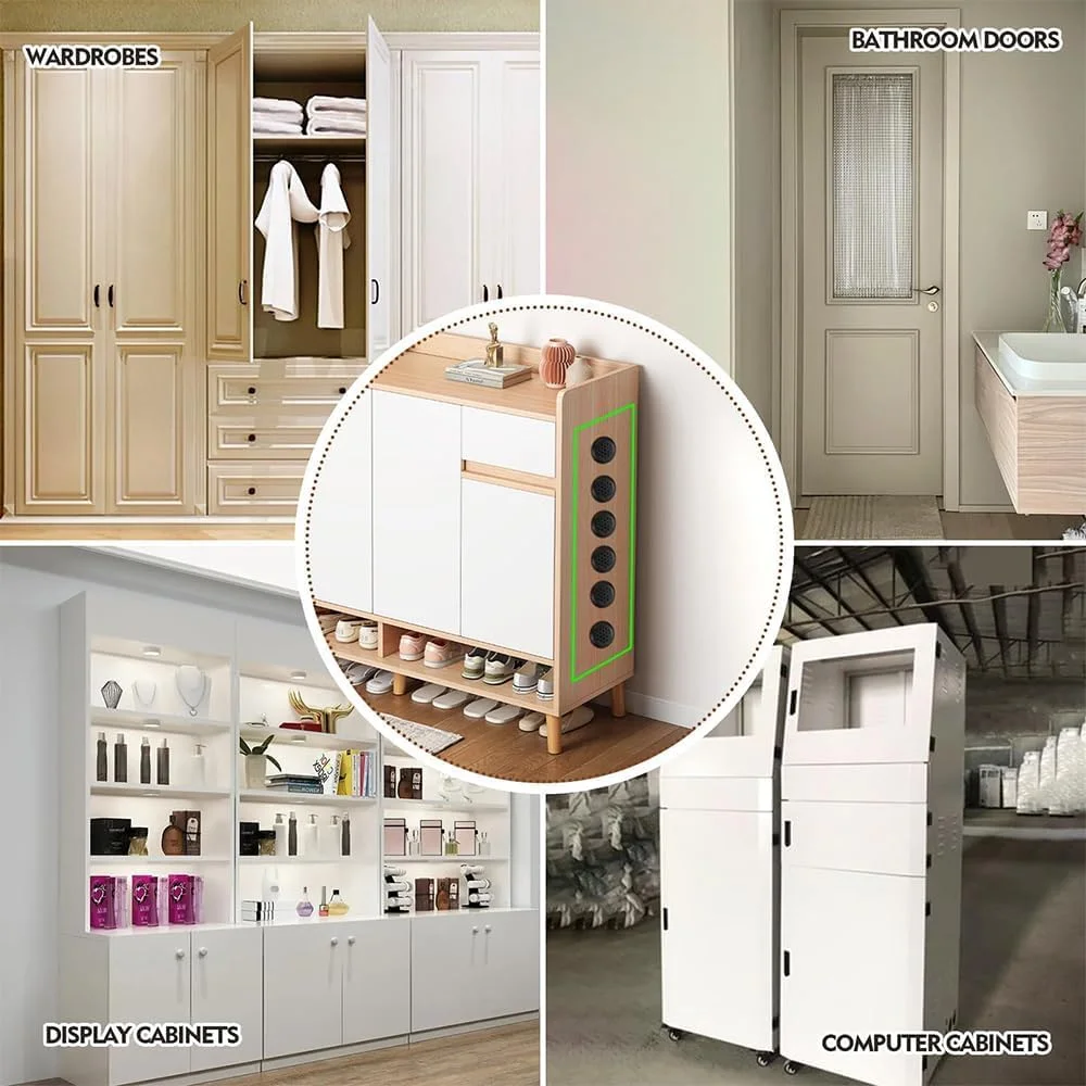 دریچه های تهویه گرد Excefore، پوشش دریچه هوا، سوراخ های تهویه ضد رطوبت دایره ای، 12 عدد پوشش دریچه هوا از جنس استنلس استیل سوراخ دار، برای حمام، آشپزخانه، کمد، و کمد لباس، مشکی