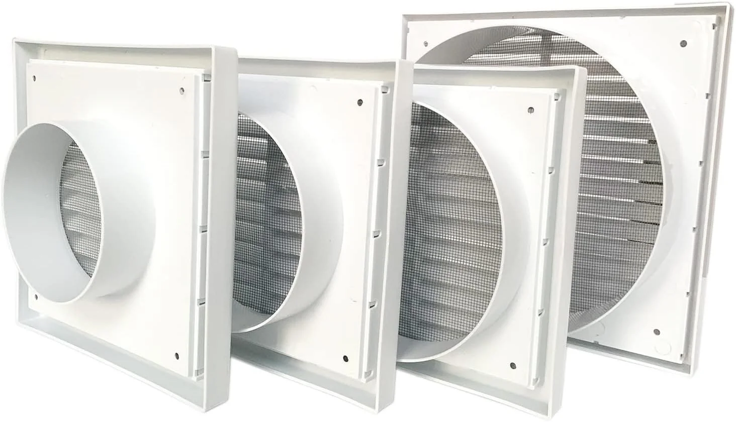 شبکه دیواری لوور پلاستیکی Excefore، 98.5 میلی متر با توری حشرات برای فن تهویه سقفی، پوشش دریچه هوا برای حمام، تهویه خشک کن لباس، هود اجاق گاز، کانال کشی، سفید