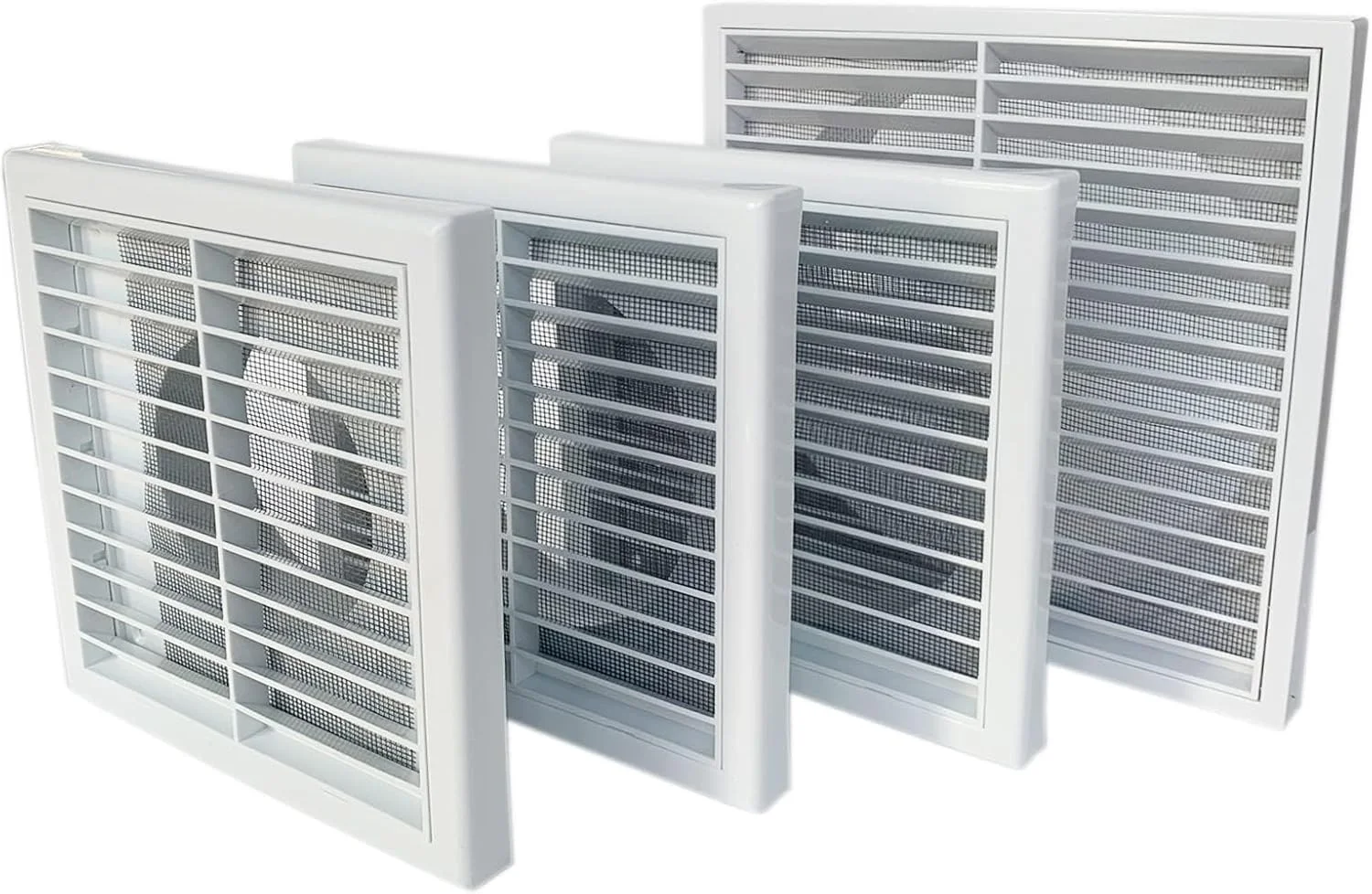 شبکه دیواری لوور پلاستیکی Excefore، 98.5 میلی متر با توری حشرات برای فن تهویه سقفی، پوشش دریچه هوا برای حمام، تهویه خشک کن لباس، هود اجاق گاز، کانال کشی، سفید