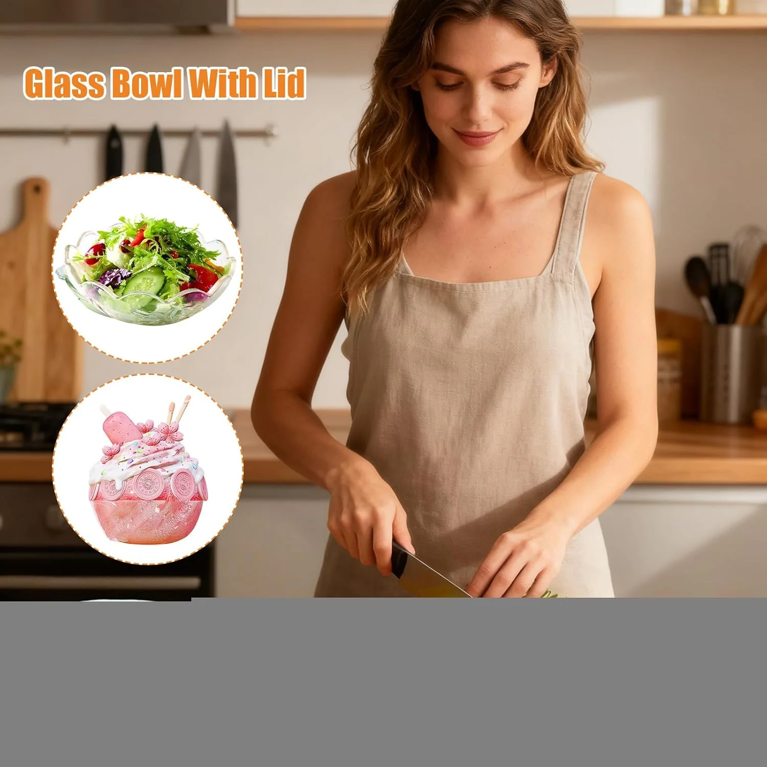 کاسه شیشه ای با درب - ظروف قابل استفاده مجدد و قابل انباشت | ظرف ناهار درب دار | برای آماده سازی غذا، میان وعده، پخت و پز، انبار، یخچال، فریزر، ناهار، سالاد، سوپ، ماست، میوه