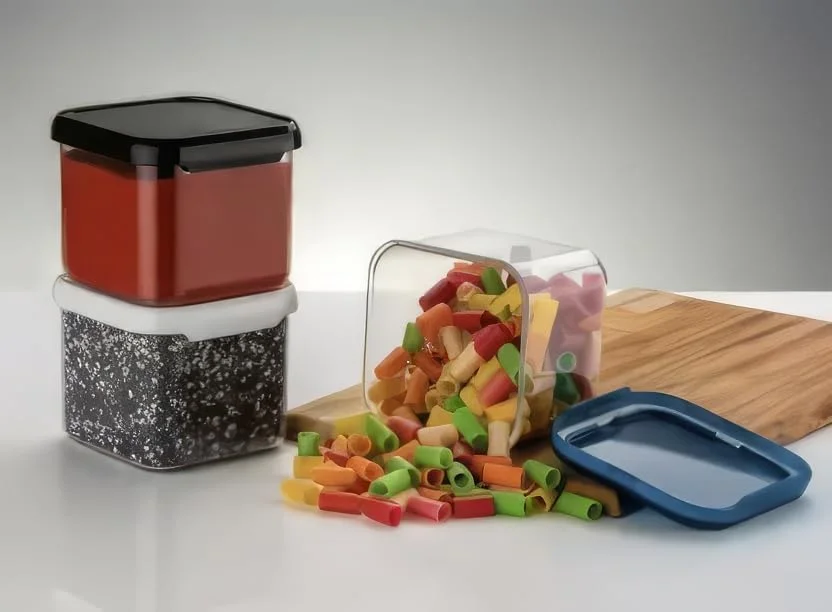 Houshe Plastic Storage Jar & Container Set Air-Tight BPA Free Containers for Kitchen Storage Set Kitchen Organizer & Kitchen Storage Set Pantry Organization Multipurpose Jar 500 ML Set 6 Black