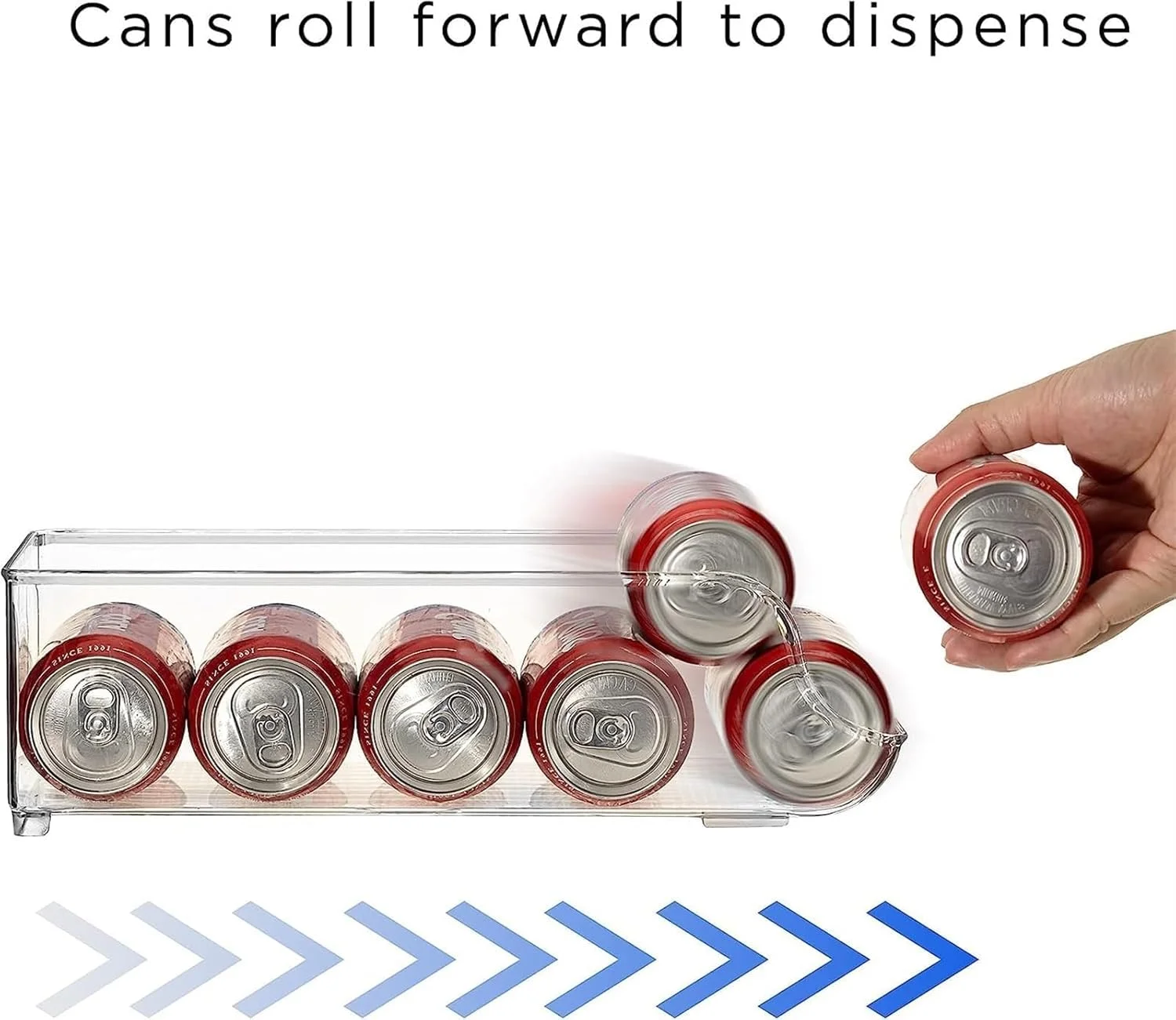 ارگانایزر قوطی نوشابه THE WHITE SHOP برای یخچال، نگهدارنده قوطی قابل انباشت با درب برای یخچال، انبار، فریزر - ظرفیت 9 قوطی، بدون BPA، طراحی شفاف، 34.5×15×14.5 سانتی متر (رنگ: 1 عدد)