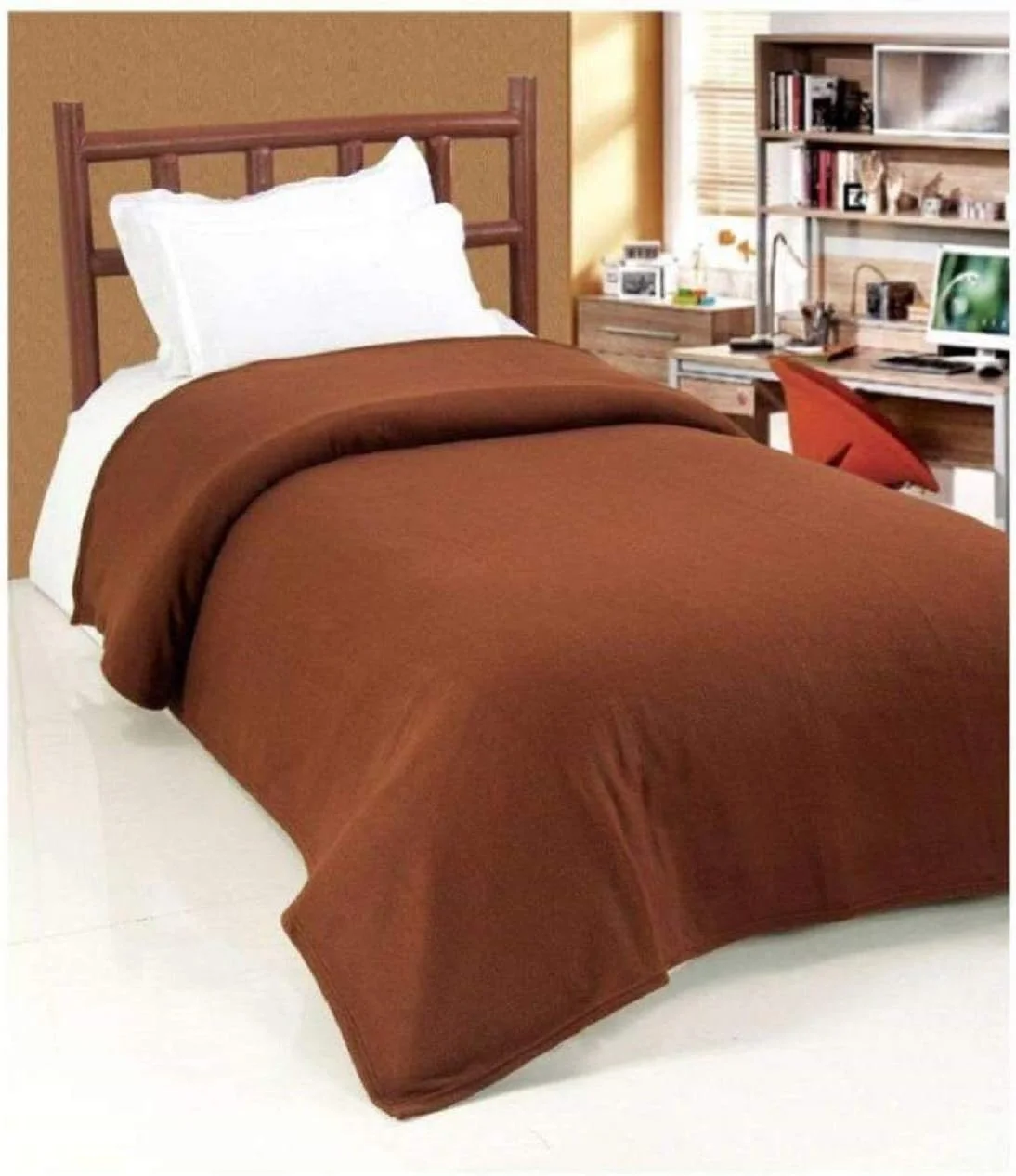 Home Stylish Premium Single Bed Size Polar Fleece Woolen Blanket Set of 1 Colour Brown