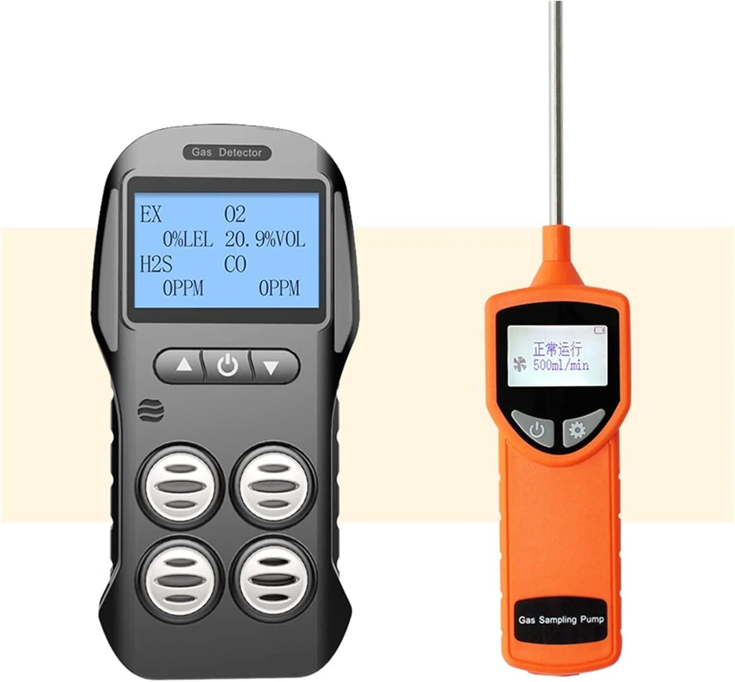 HANZALA Air Quality Screen Multi Gas Detector Gas Meter O2 H2S CO LEL 4 in 1 Oxygen Hydrogen Sulfide Carbon Monoxide Combustible Gas Leak Detector(Detector With Pump)